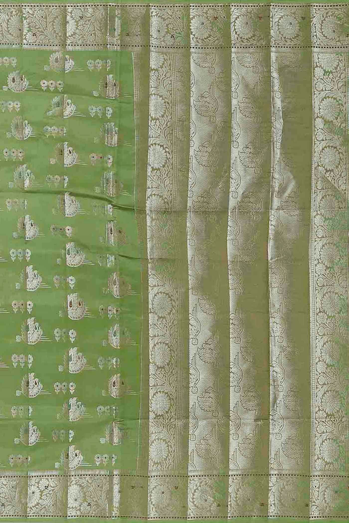 Green Banarasi Raw Silk Saree
