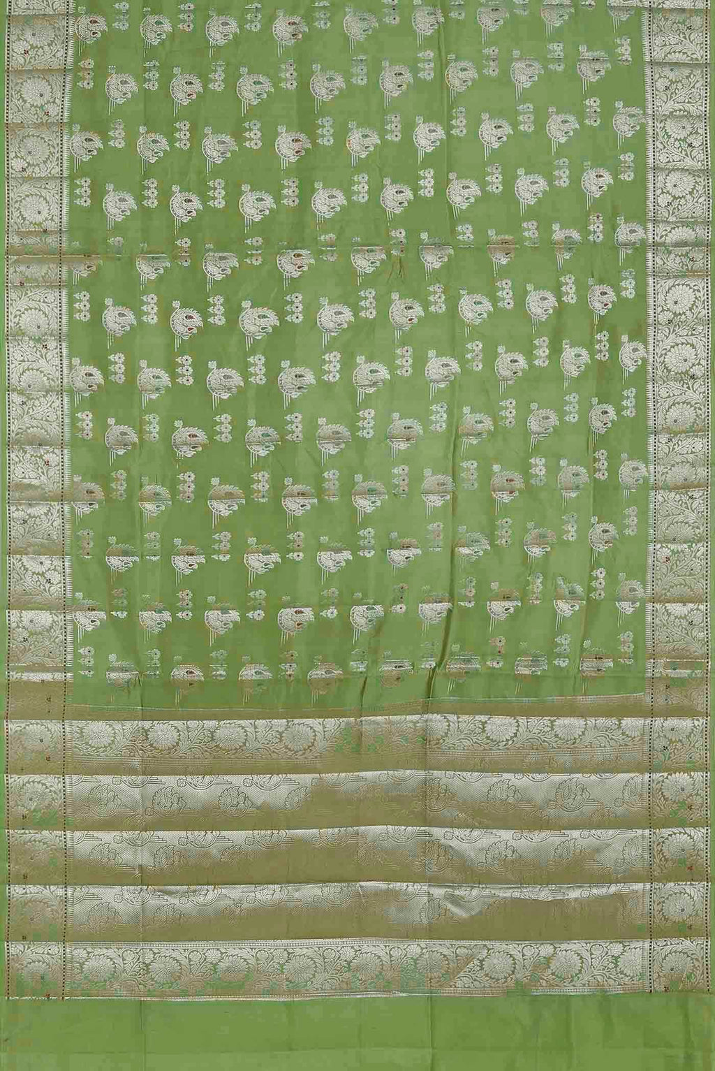 Green Banarasi Raw Silk Saree