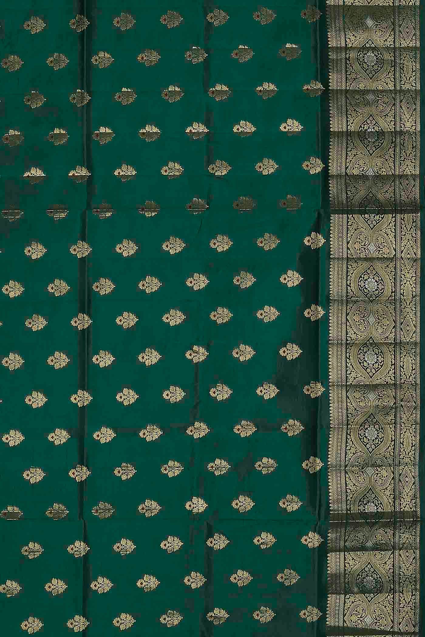 Green Banarasi Raw Silk Saree