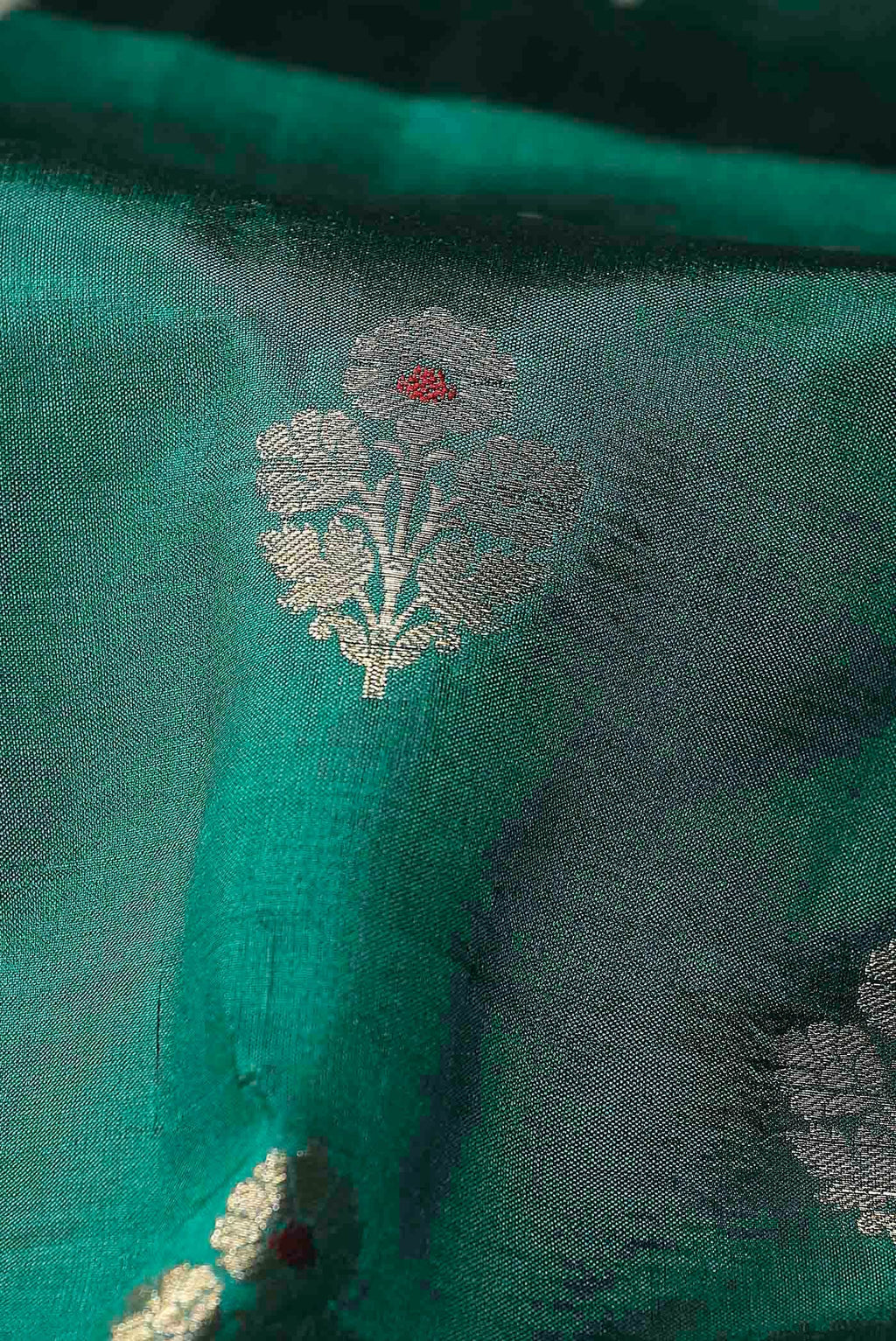 Green Banarasi Raw Silk Saree
