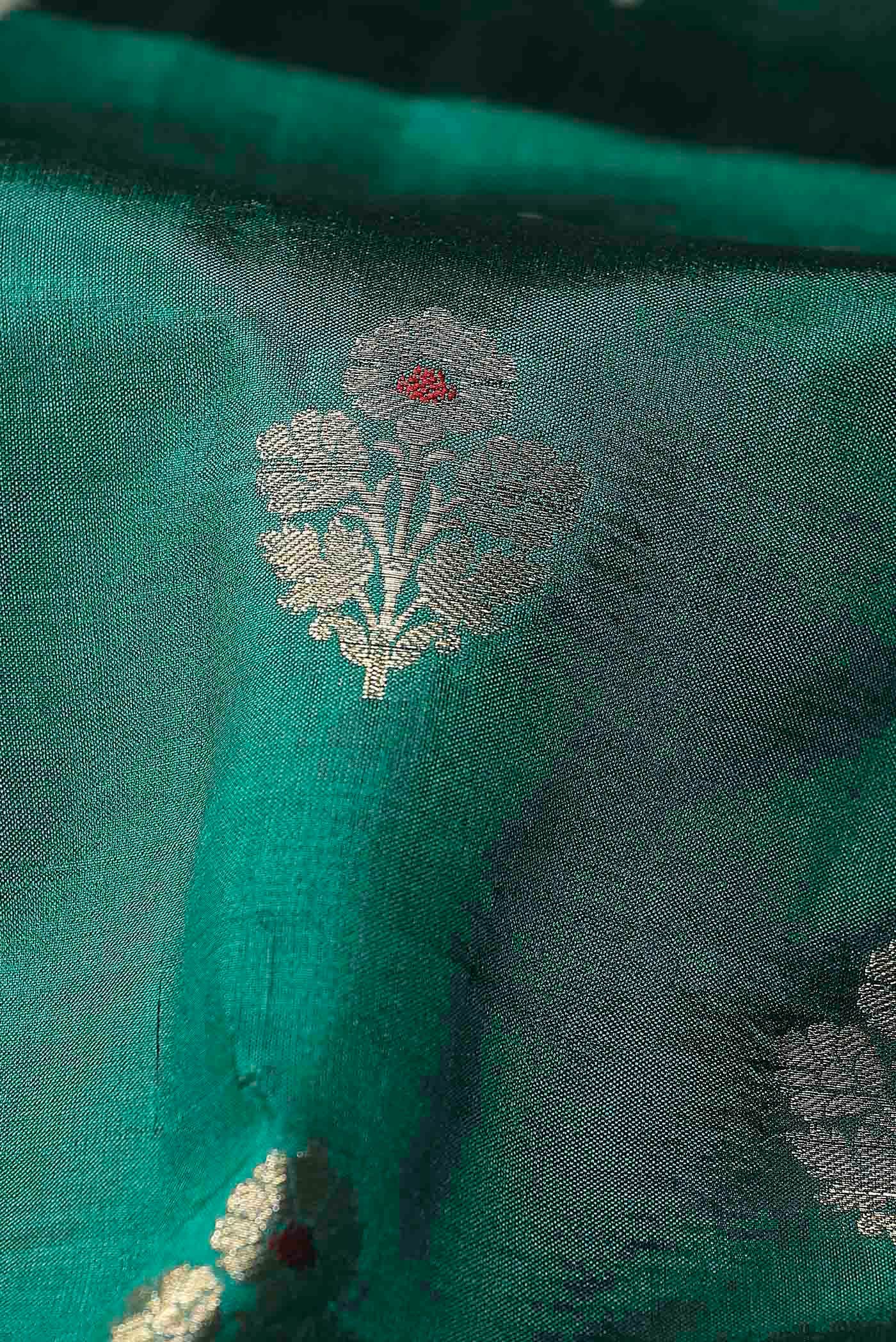 Green Banarasi Raw Silk Saree