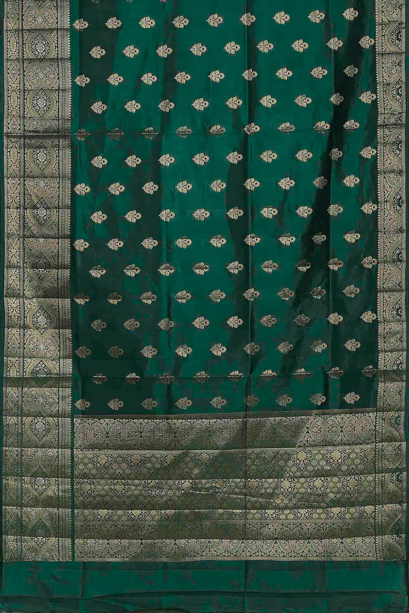 Green Banarasi Raw Silk Saree