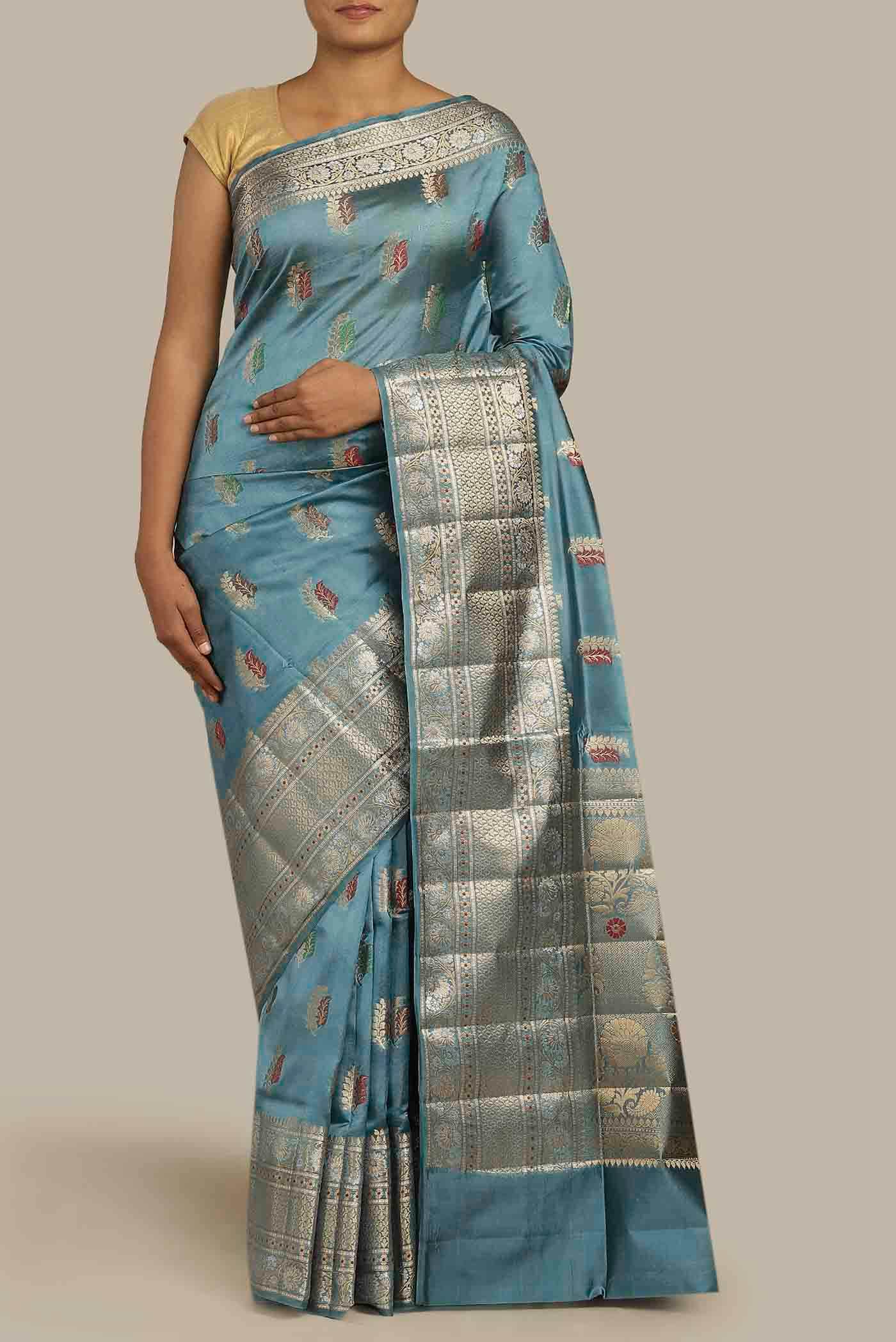 Green Banarasi Raw Silk Saree