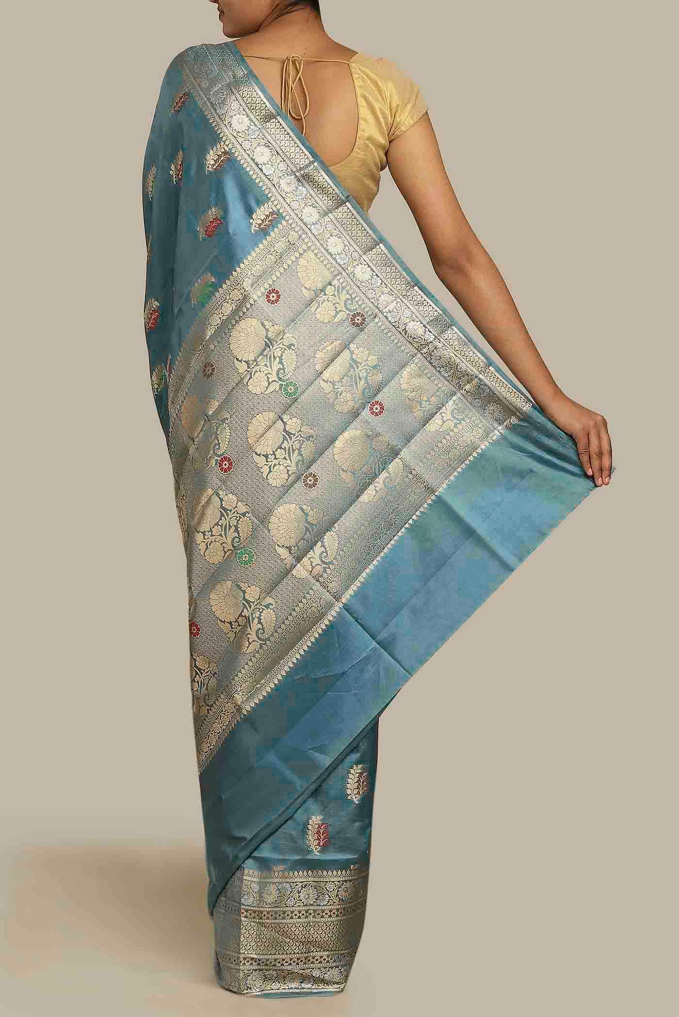 Green Banarasi Raw Silk Saree