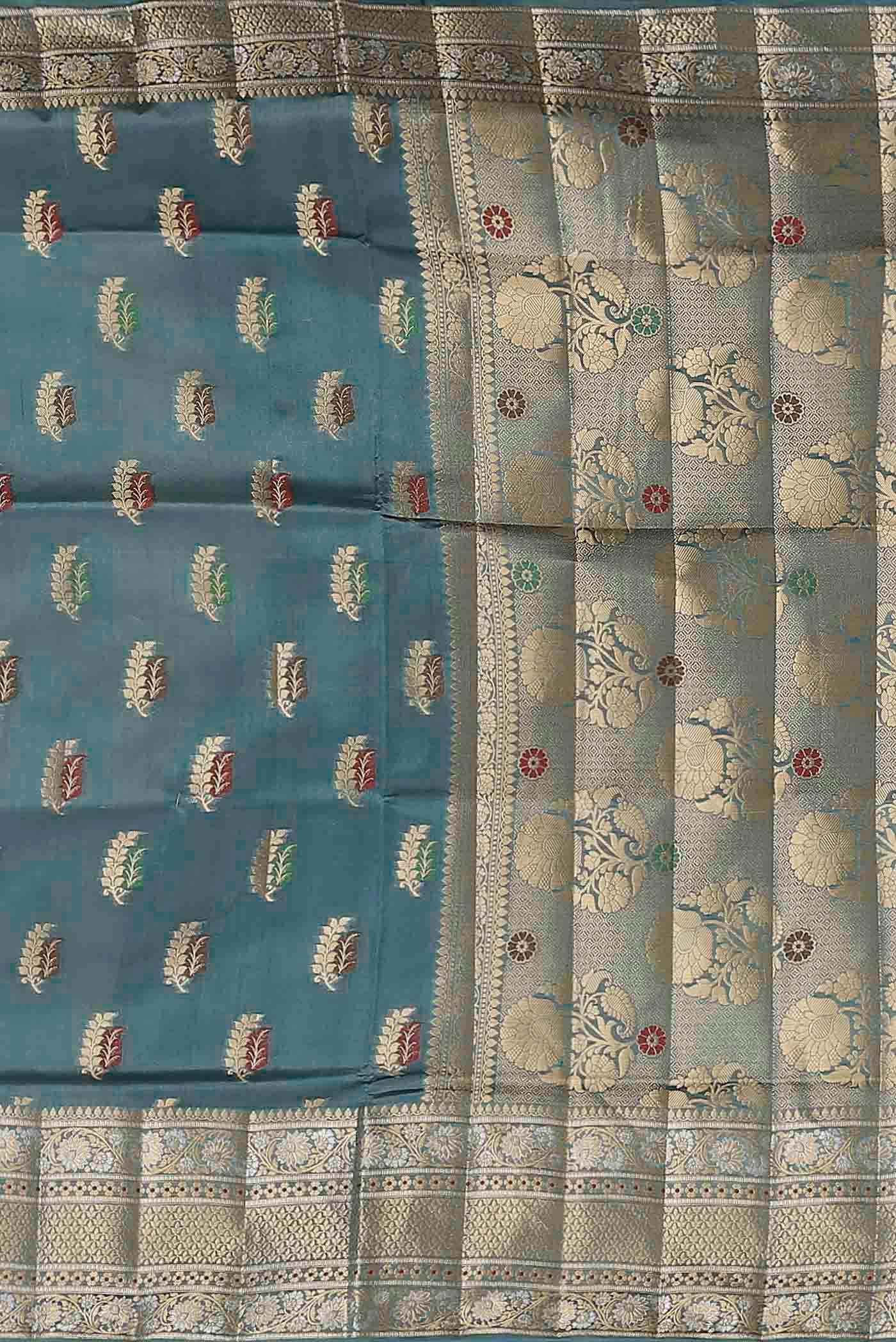 Green Banarasi Raw Silk Saree