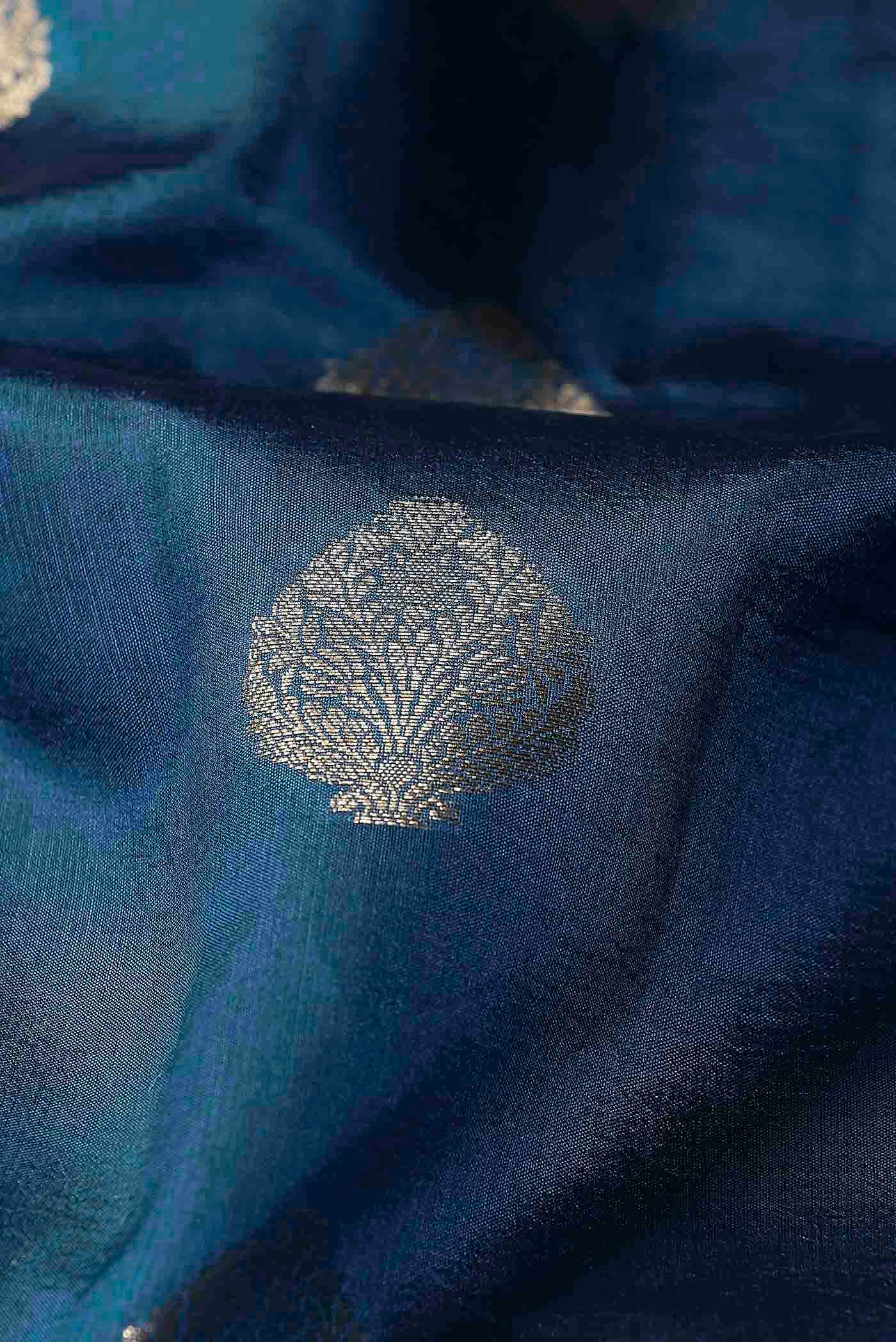 Blue Banarasi Raw Silk Saree
