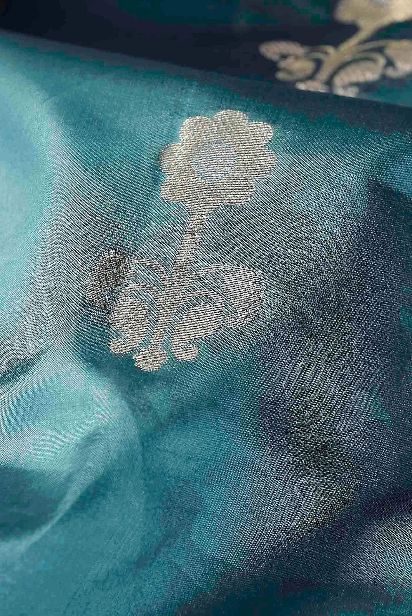 Green Banarasi Raw Silk Saree