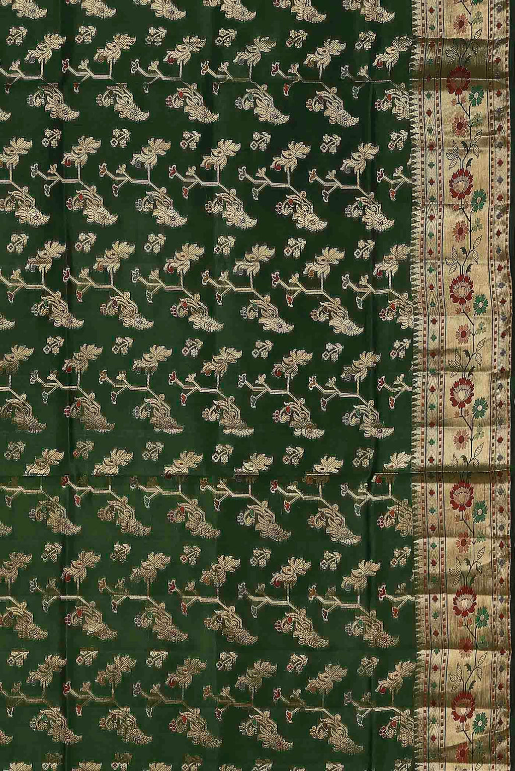 Green Banarasi Raw Silk Saree