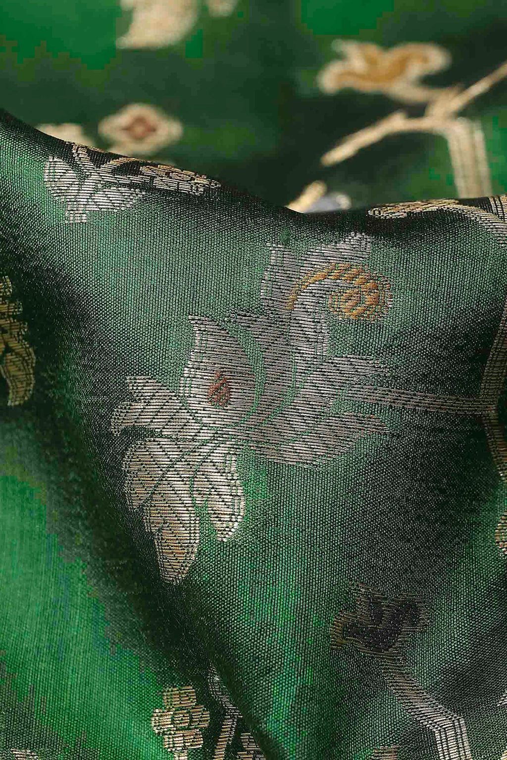 Green Banarasi Raw Silk Saree