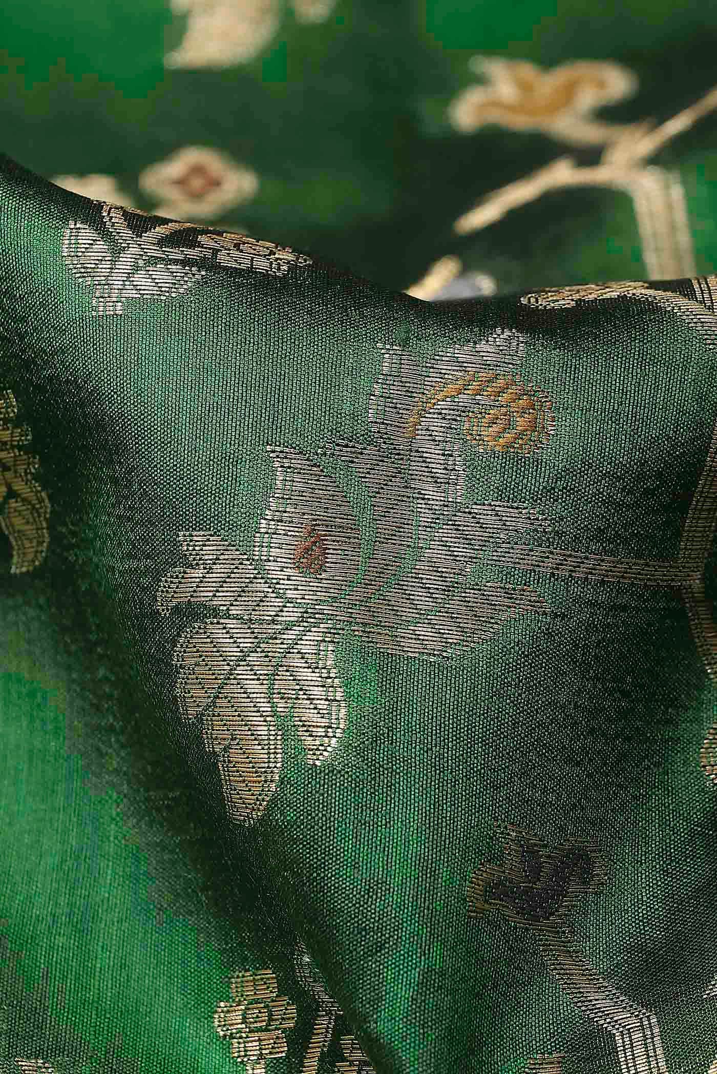 Green Banarasi Raw Silk Saree