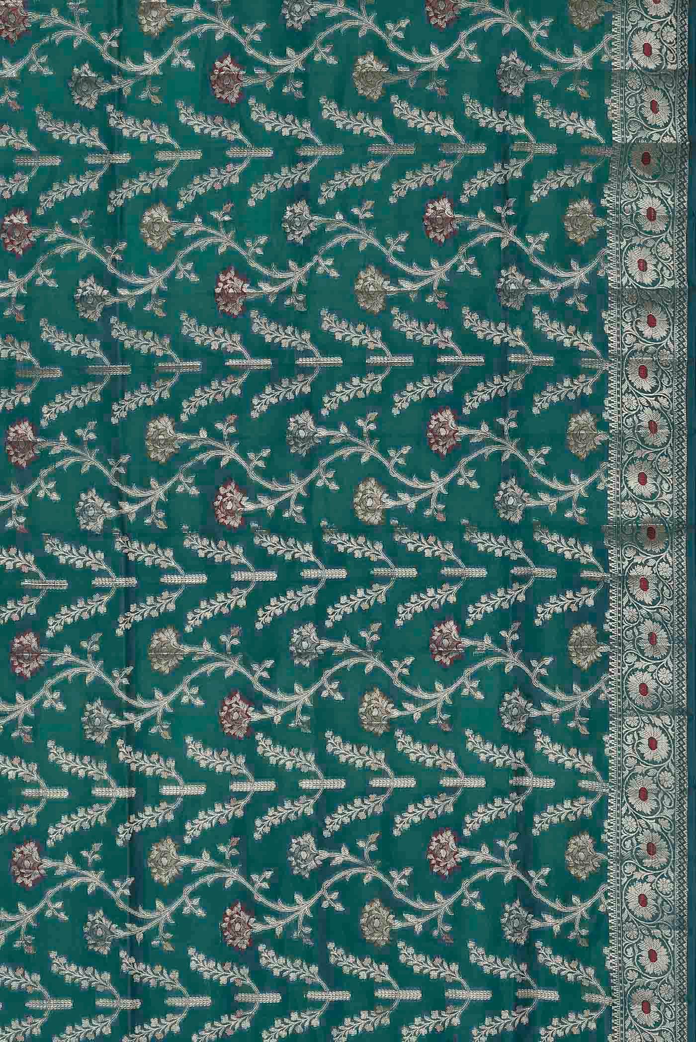 Green Banarasi Raw Silk Saree