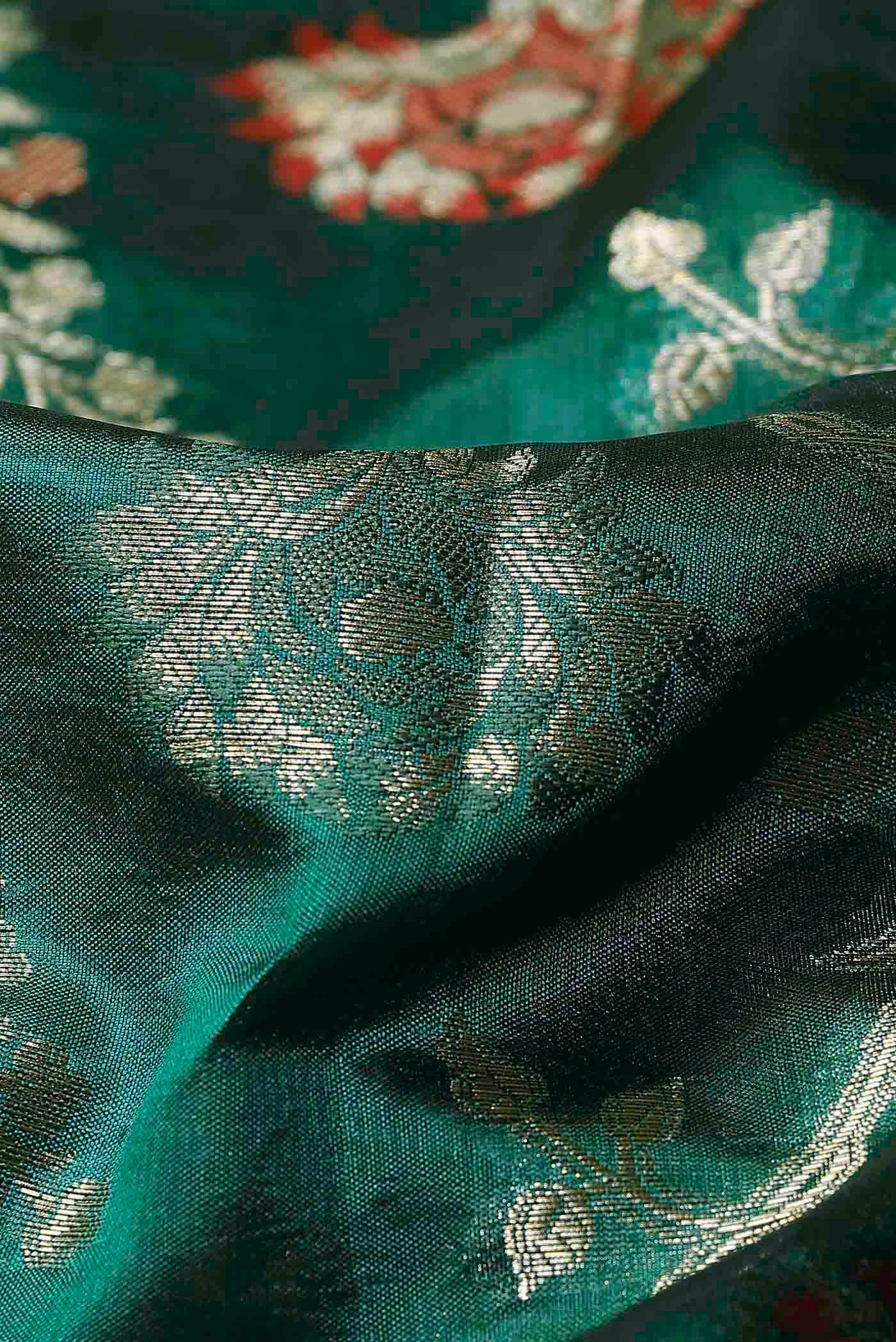 Green Banarasi Raw Silk Saree