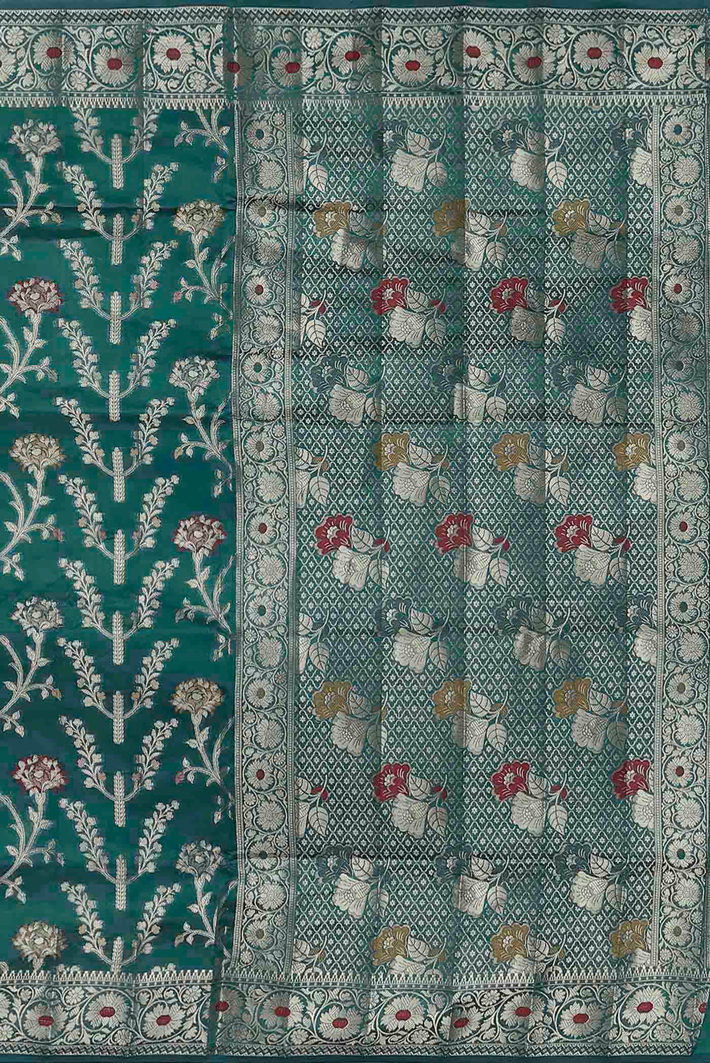 Green Banarasi Raw Silk Saree