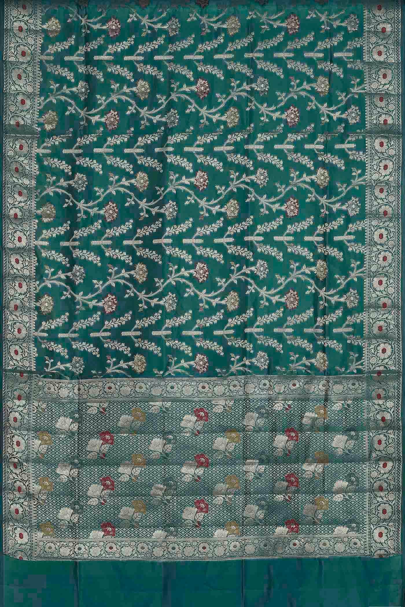 Green Banarasi Raw Silk Saree