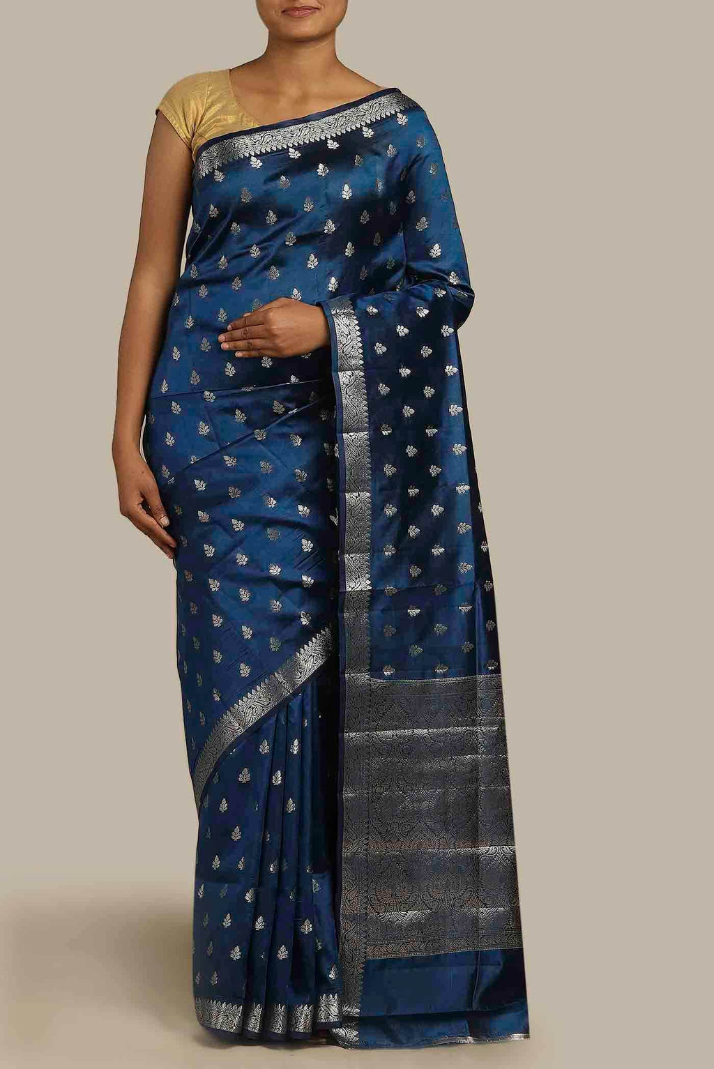 Blue Banarasi Raw Silk Saree