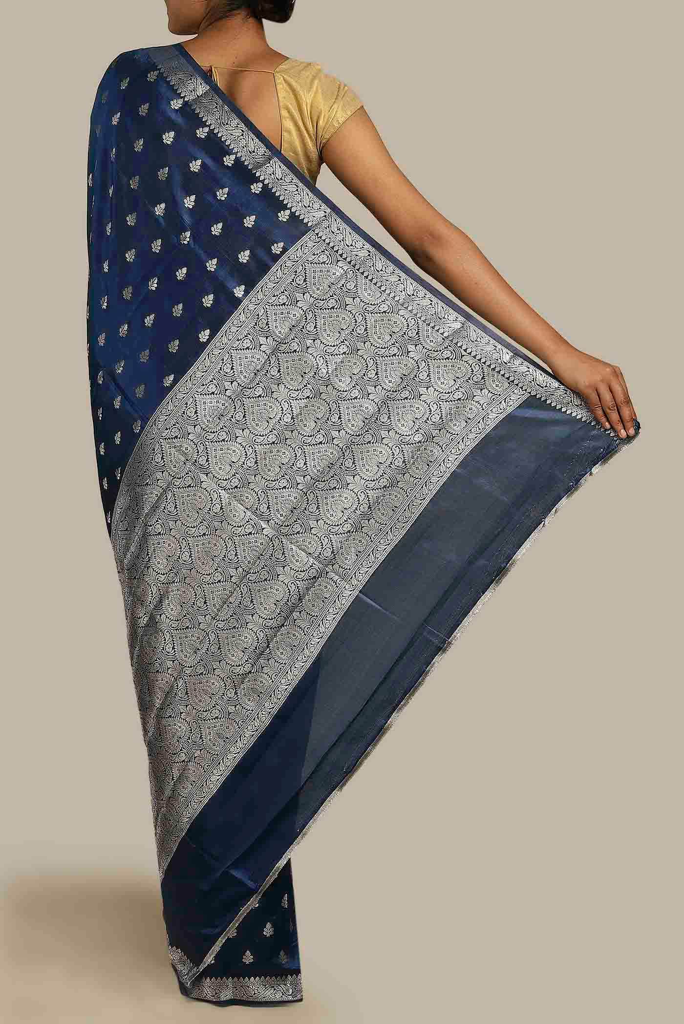Blue Banarasi Raw Silk Saree