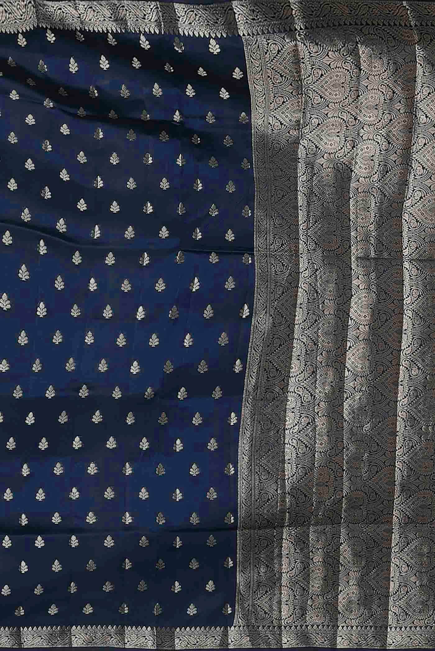 Blue Banarasi Raw Silk Saree