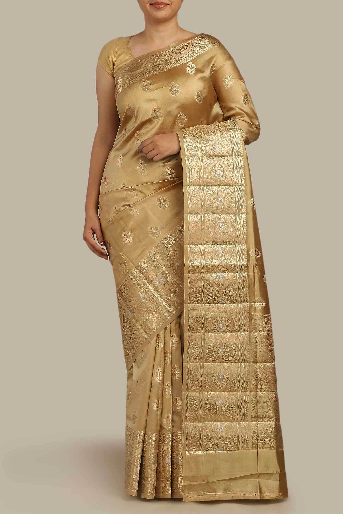 Gold Banarasi Raw Silk Saree