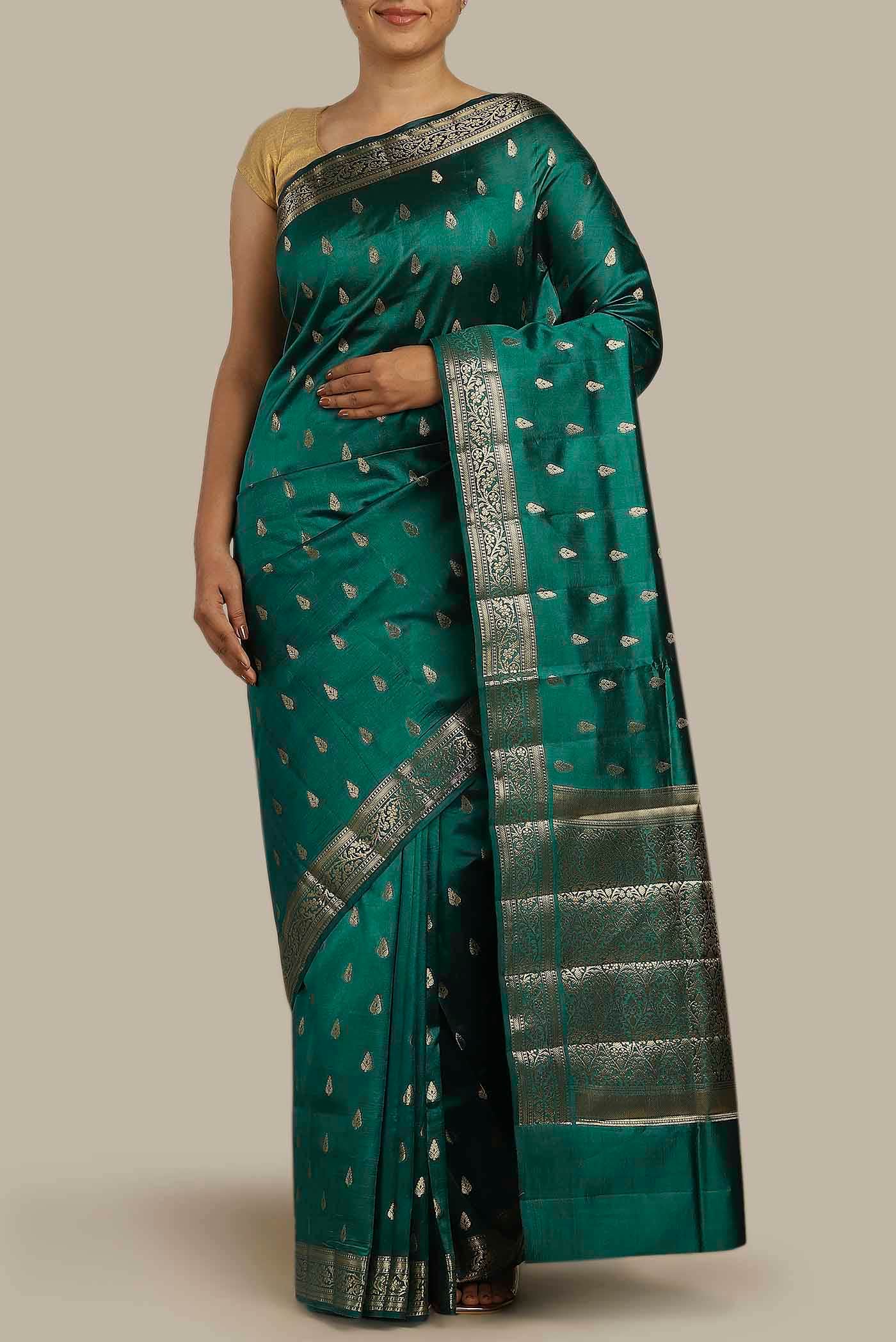 Gold Banarasi Raw Silk Saree