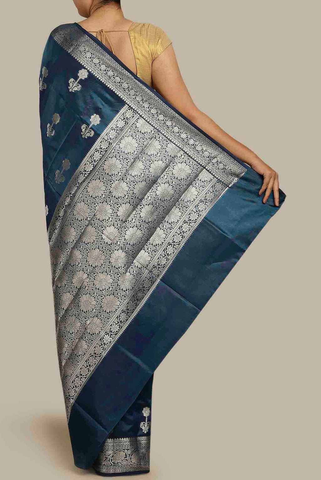 Blue Banarasi Raw Silk Saree
