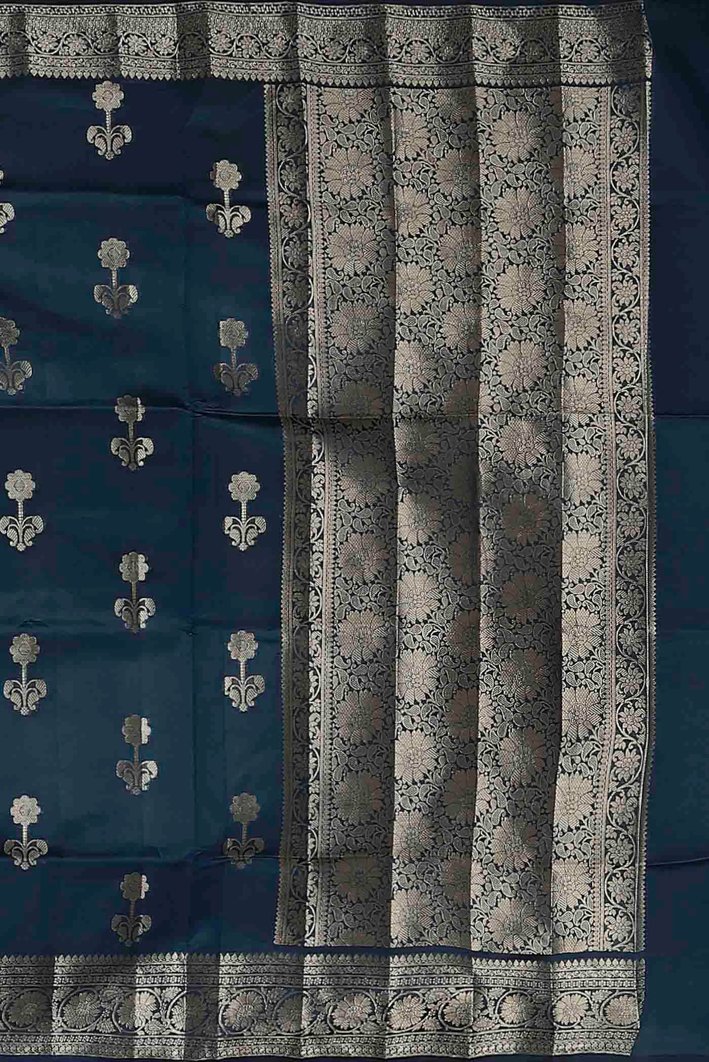 Blue Banarasi Raw Silk Saree