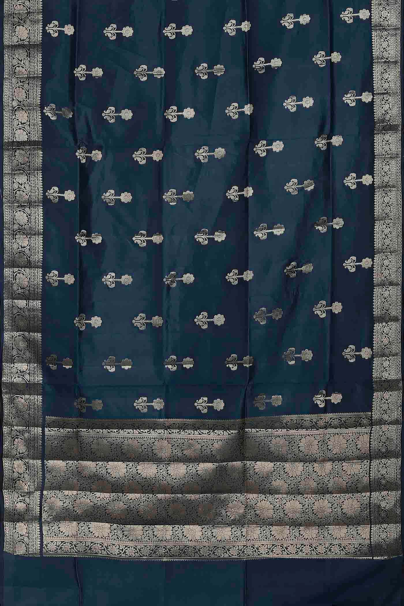 Blue Banarasi Raw Silk Saree