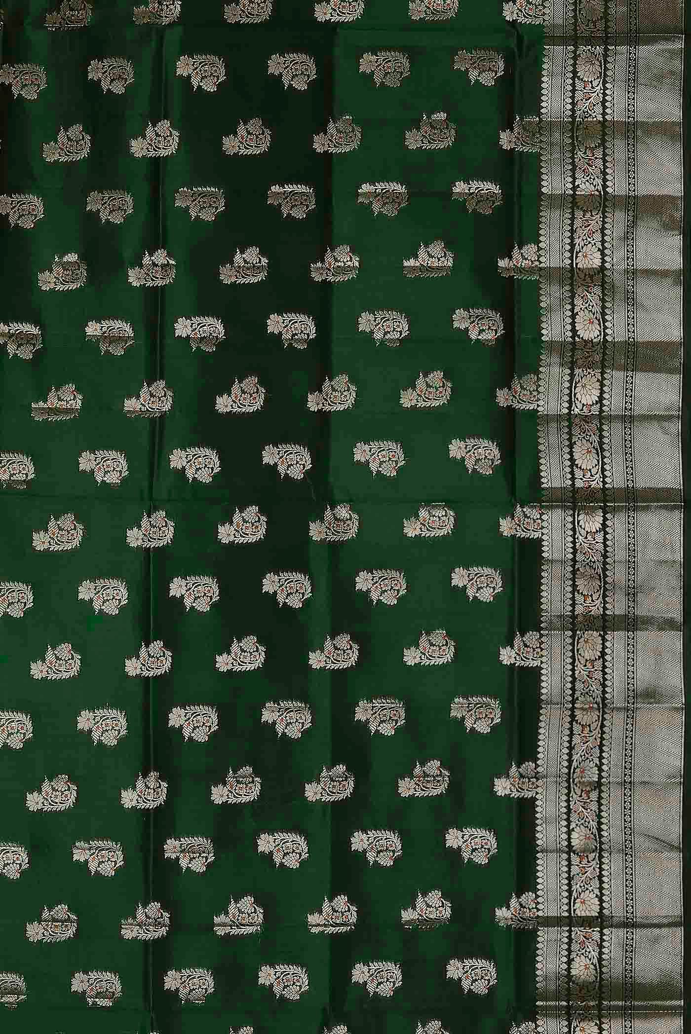 Green Banarasi Raw Silk Saree