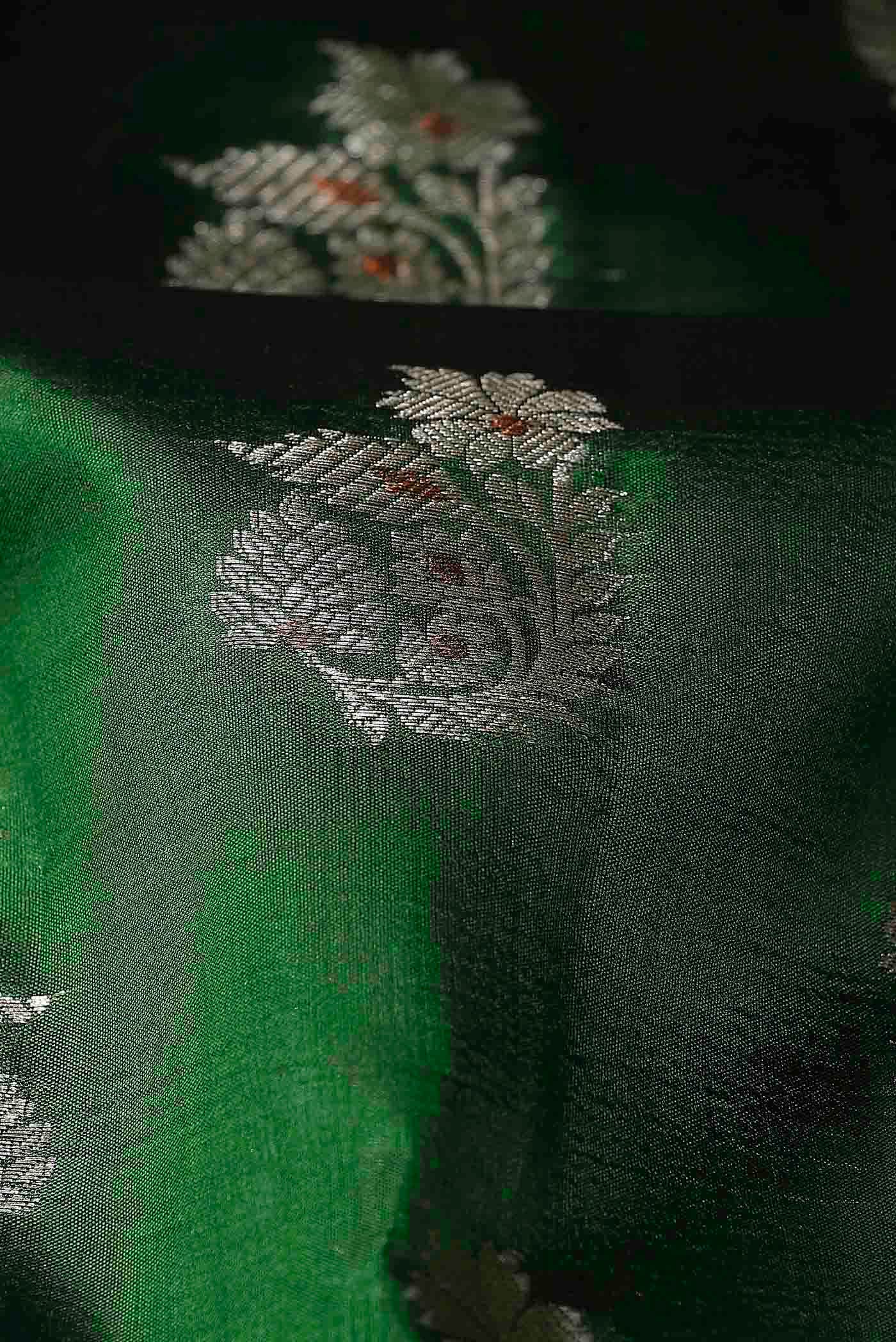 Green Banarasi Raw Silk Saree