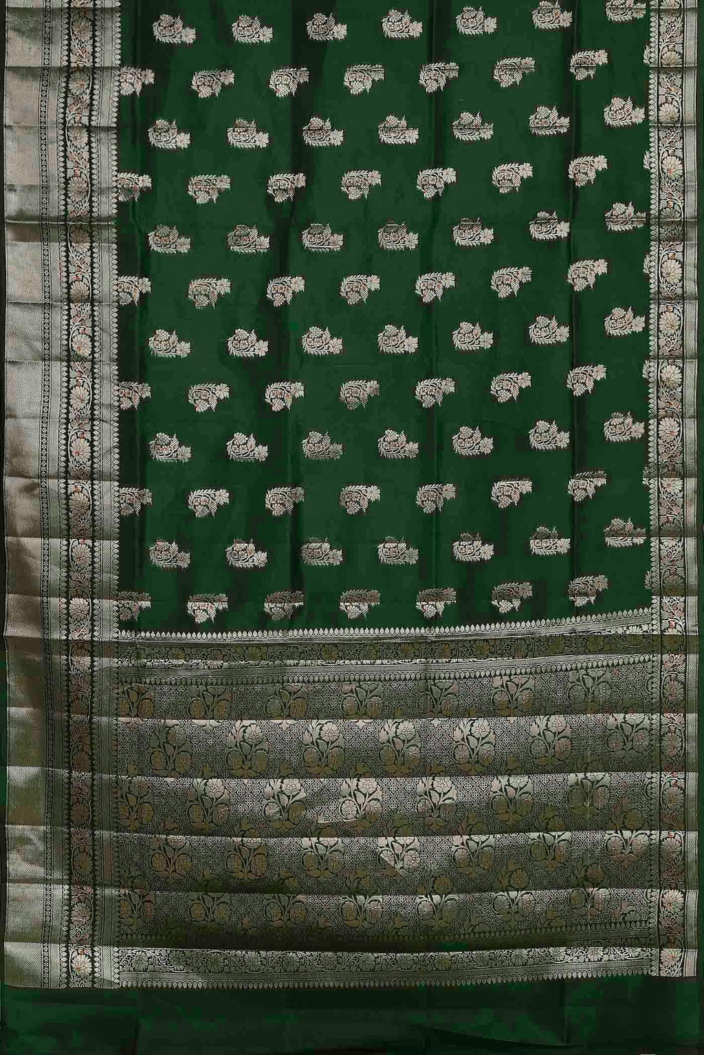 Green Banarasi Raw Silk Saree