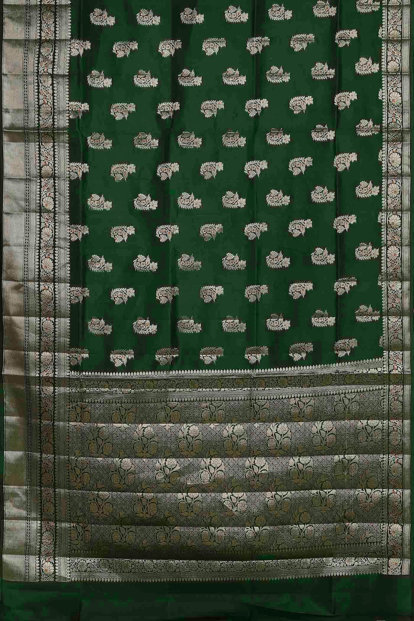 Green Banarasi Raw Silk Saree