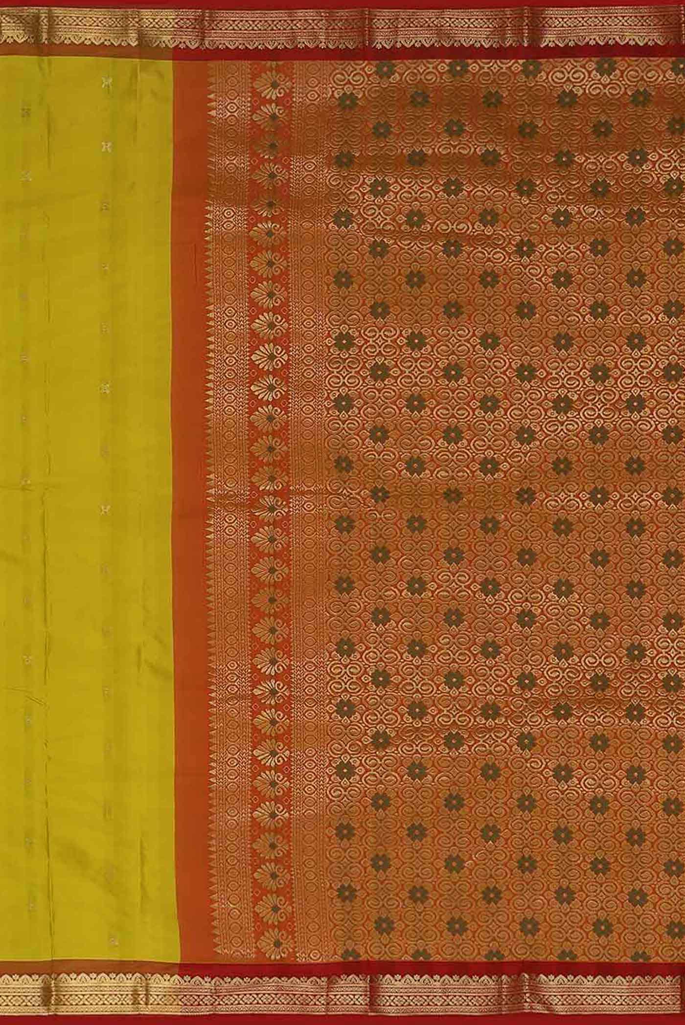Yellow Blended Bangalore Silk Saree