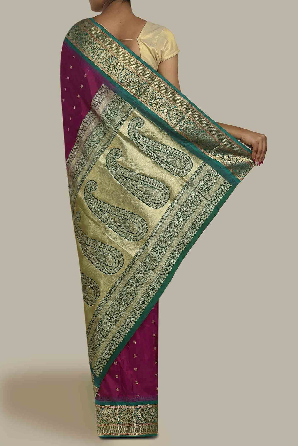 Dark Pink Blended Bangalore Silk Saree