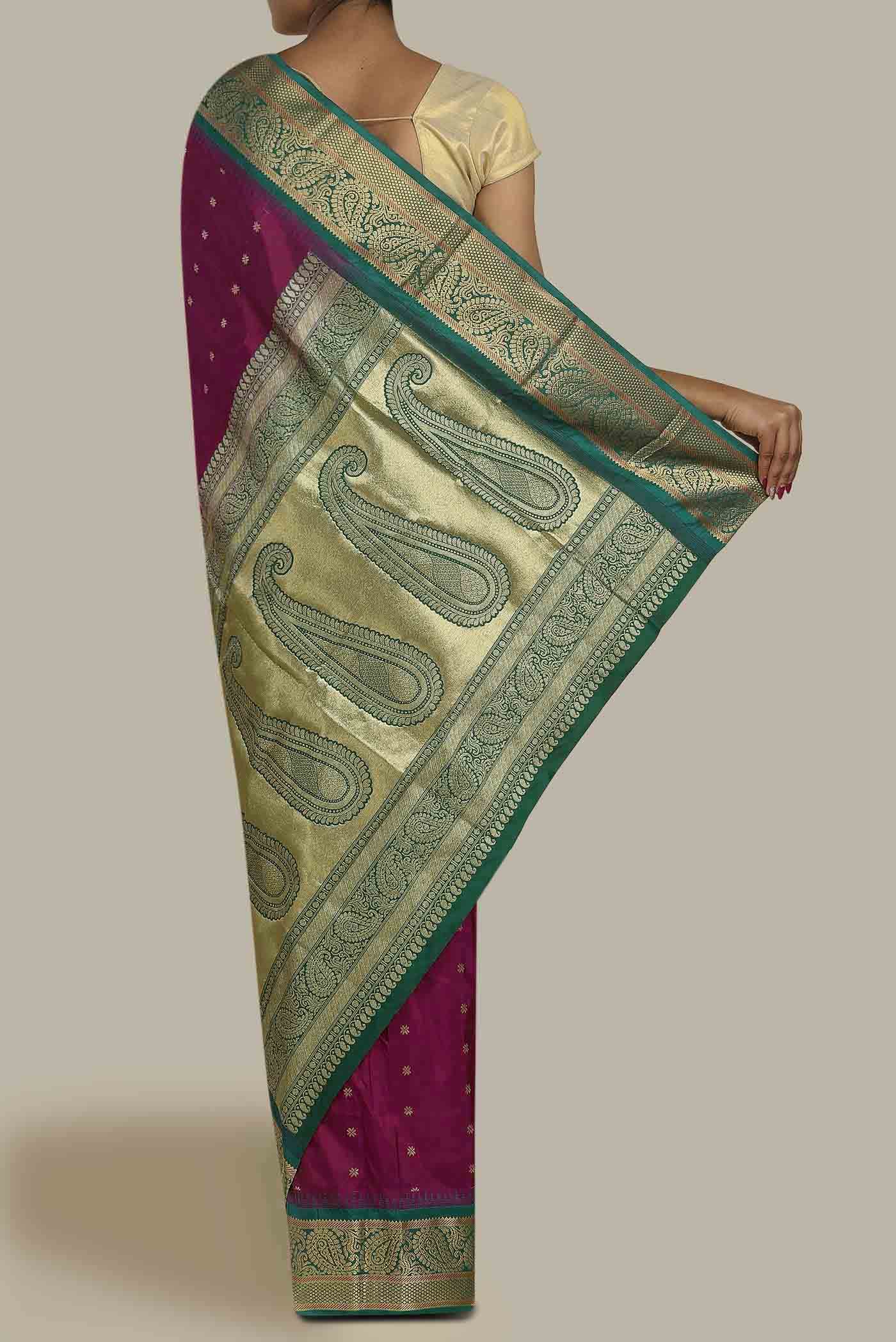 Dark Pink Blended Bangalore Silk Saree