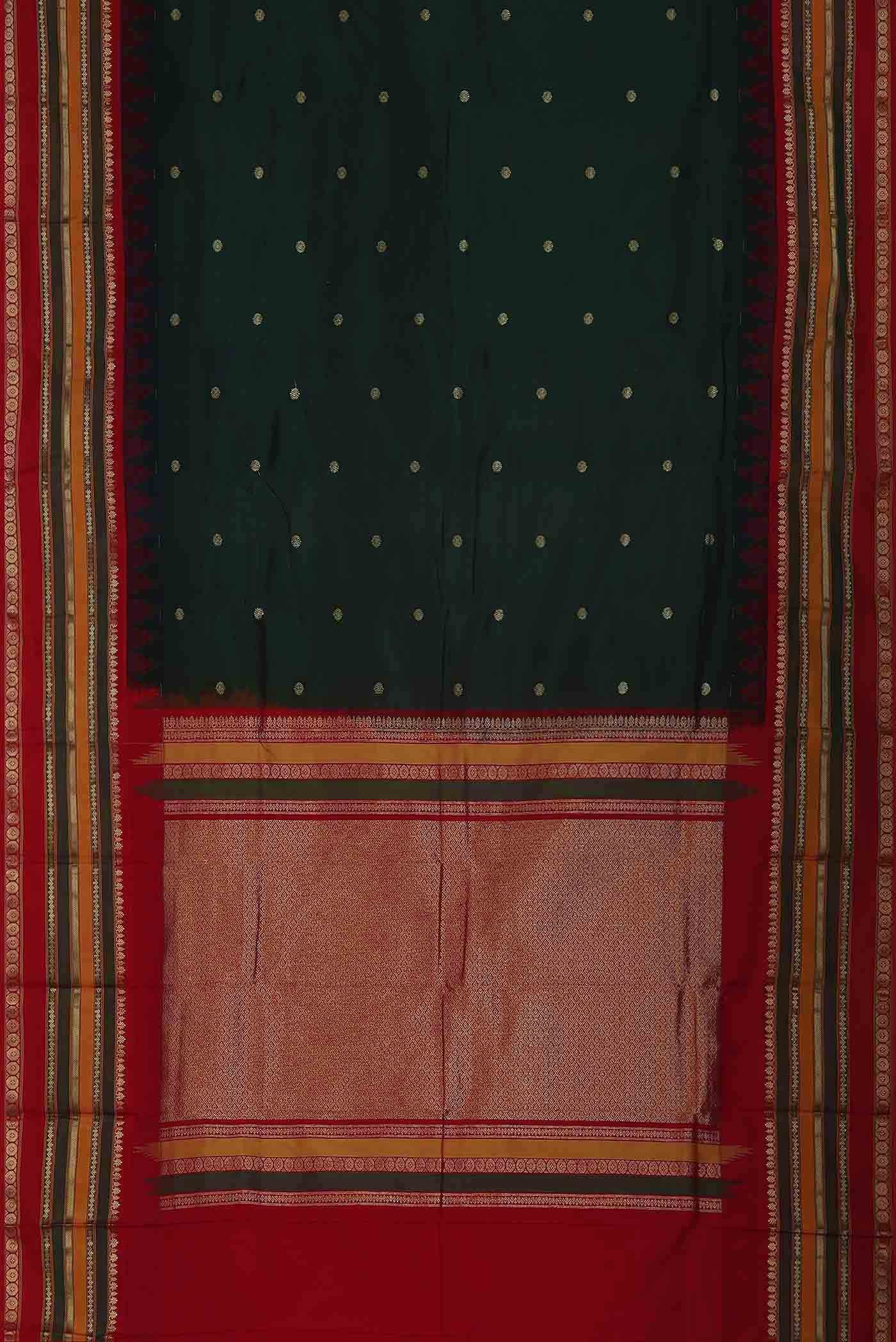 Bottle Green Blended Bangalore Silk Saree