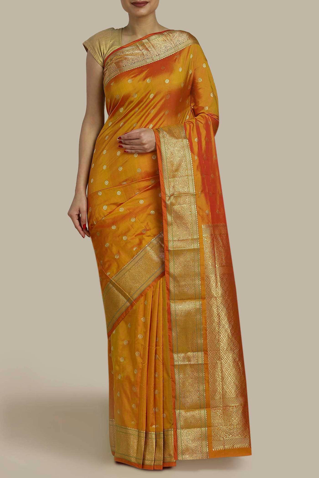Orange Blended Bangalore Silk Saree