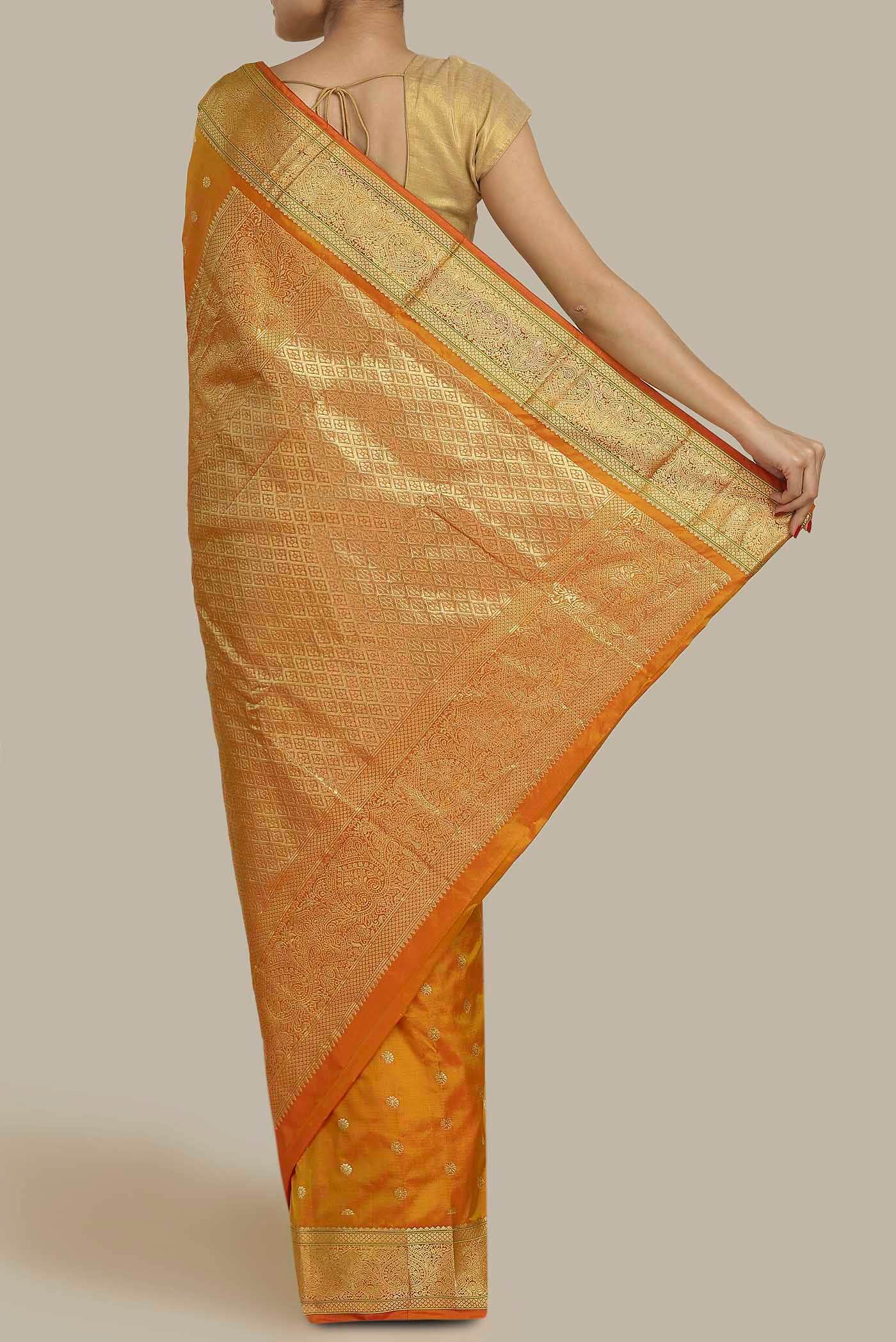 Orange Blended Bangalore Silk Saree