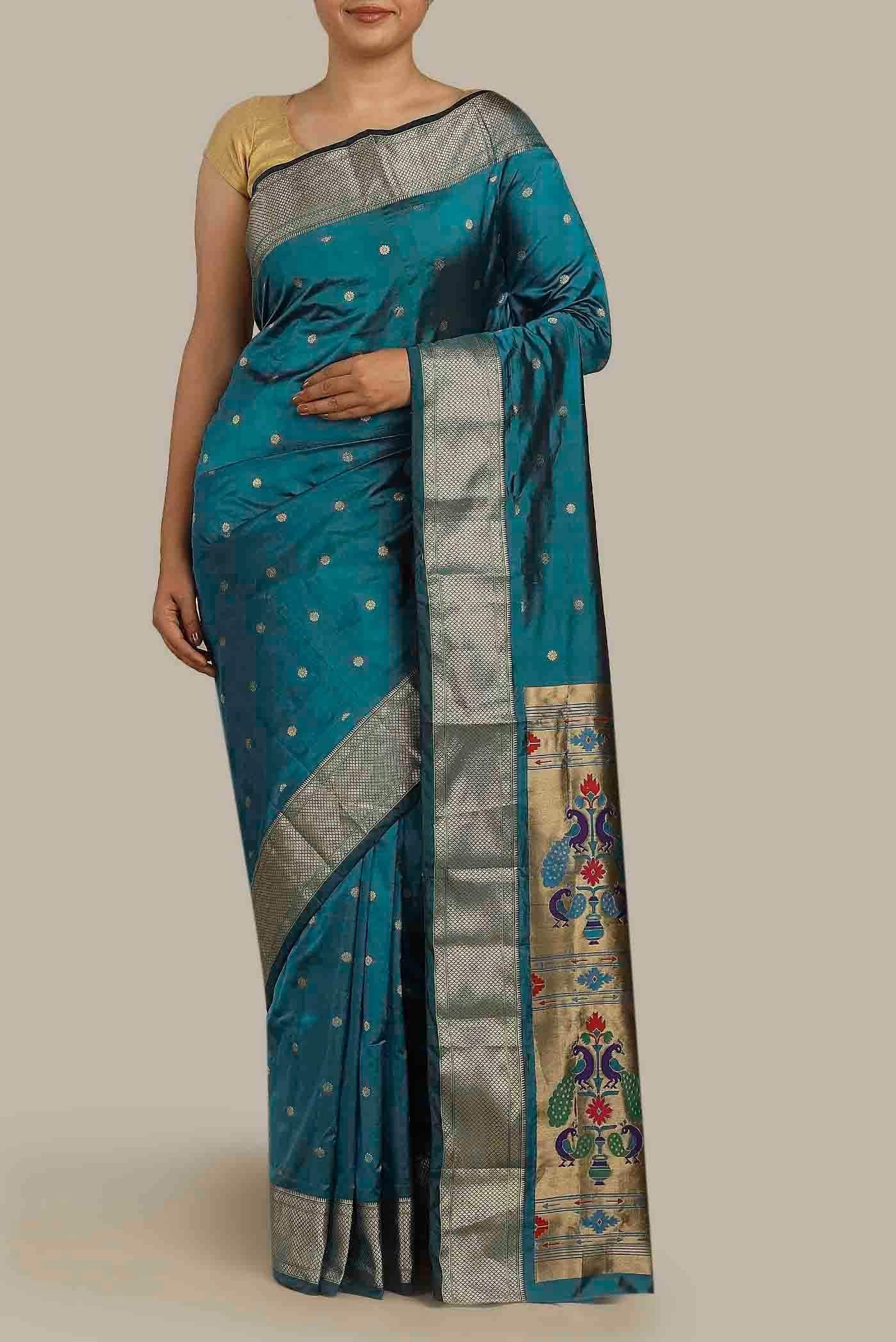 Blue Blended Bangalore Silk Saree