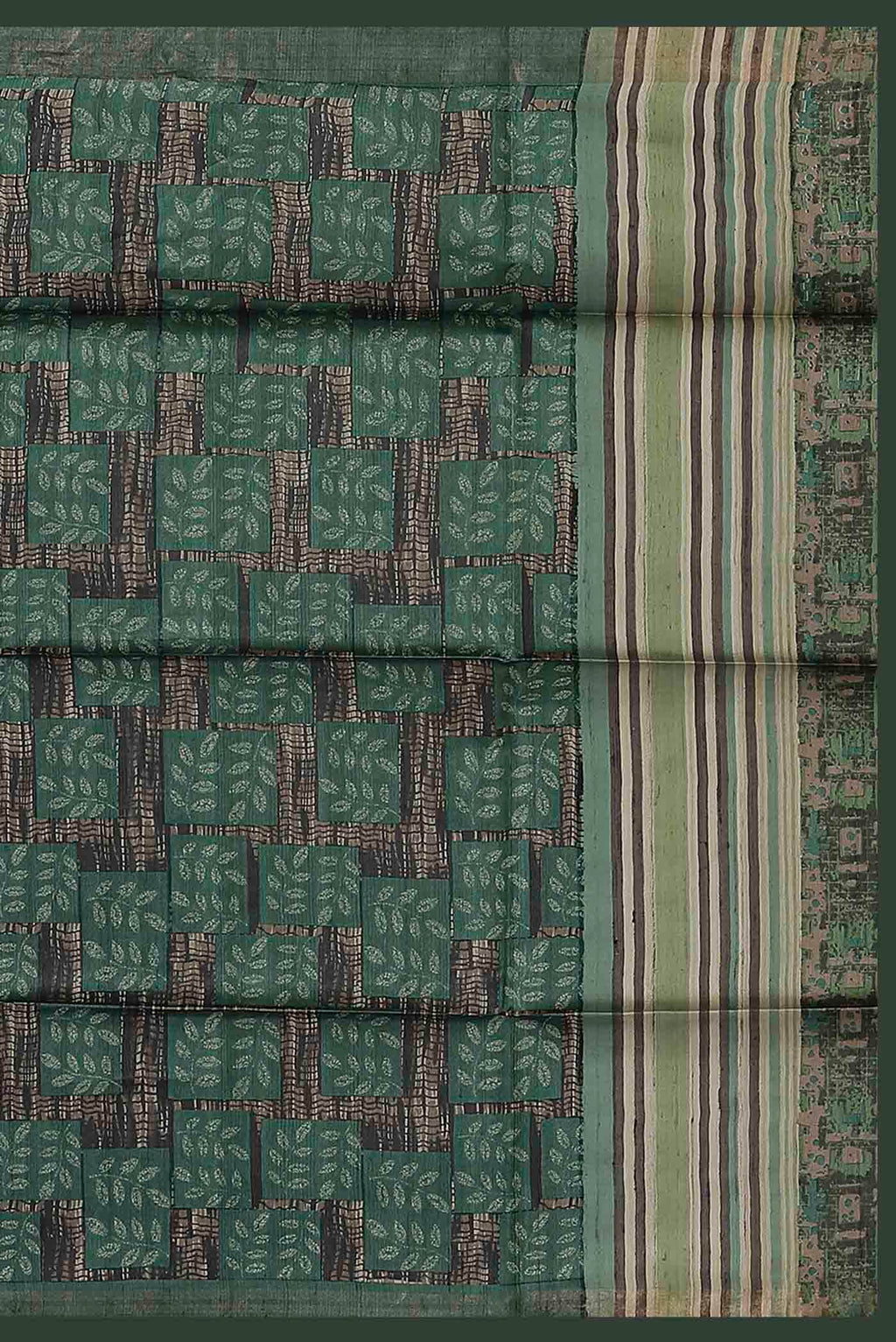 Green Bhagalpuri Tussar Silk Saree