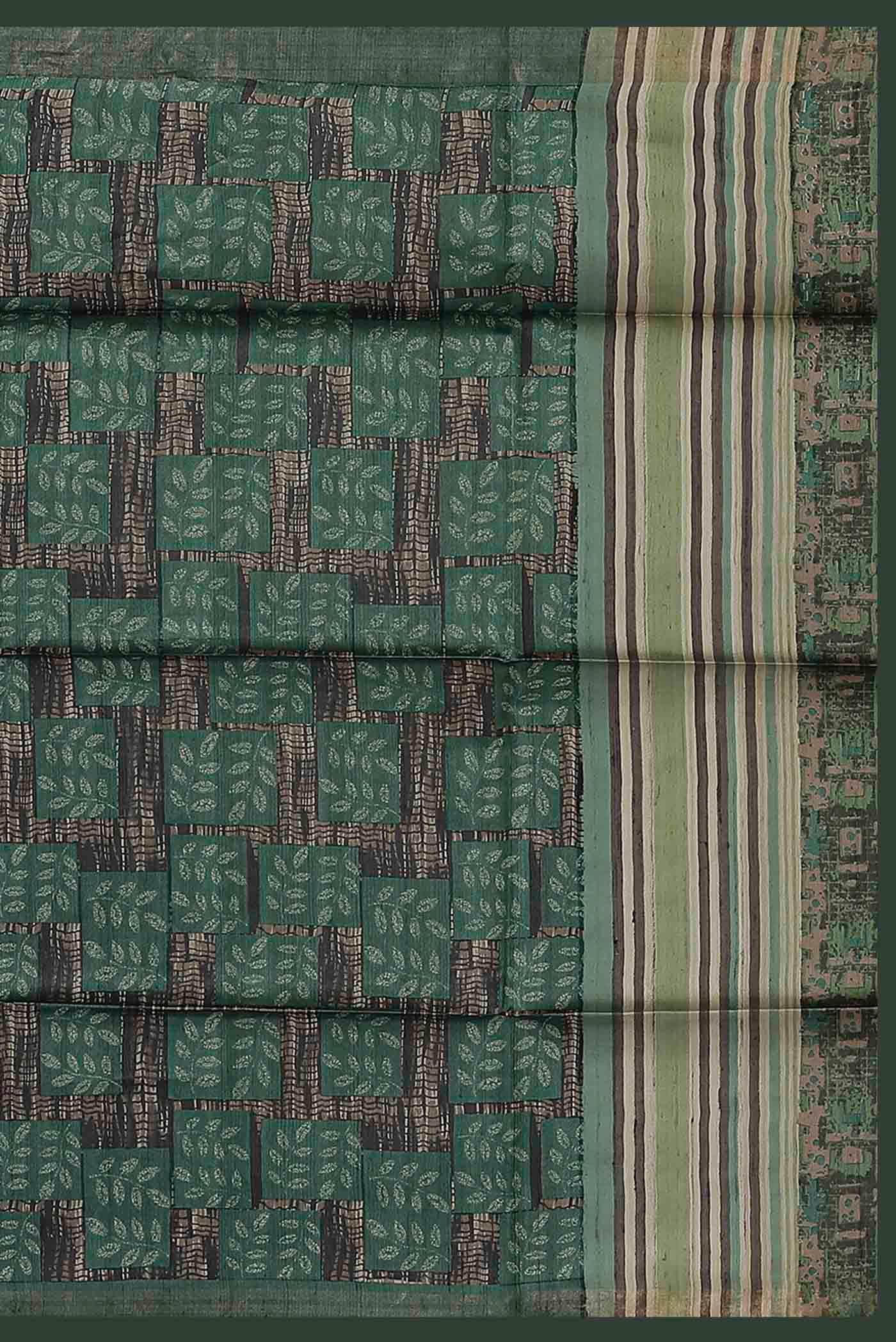 Green Bhagalpuri Tussar Silk Saree