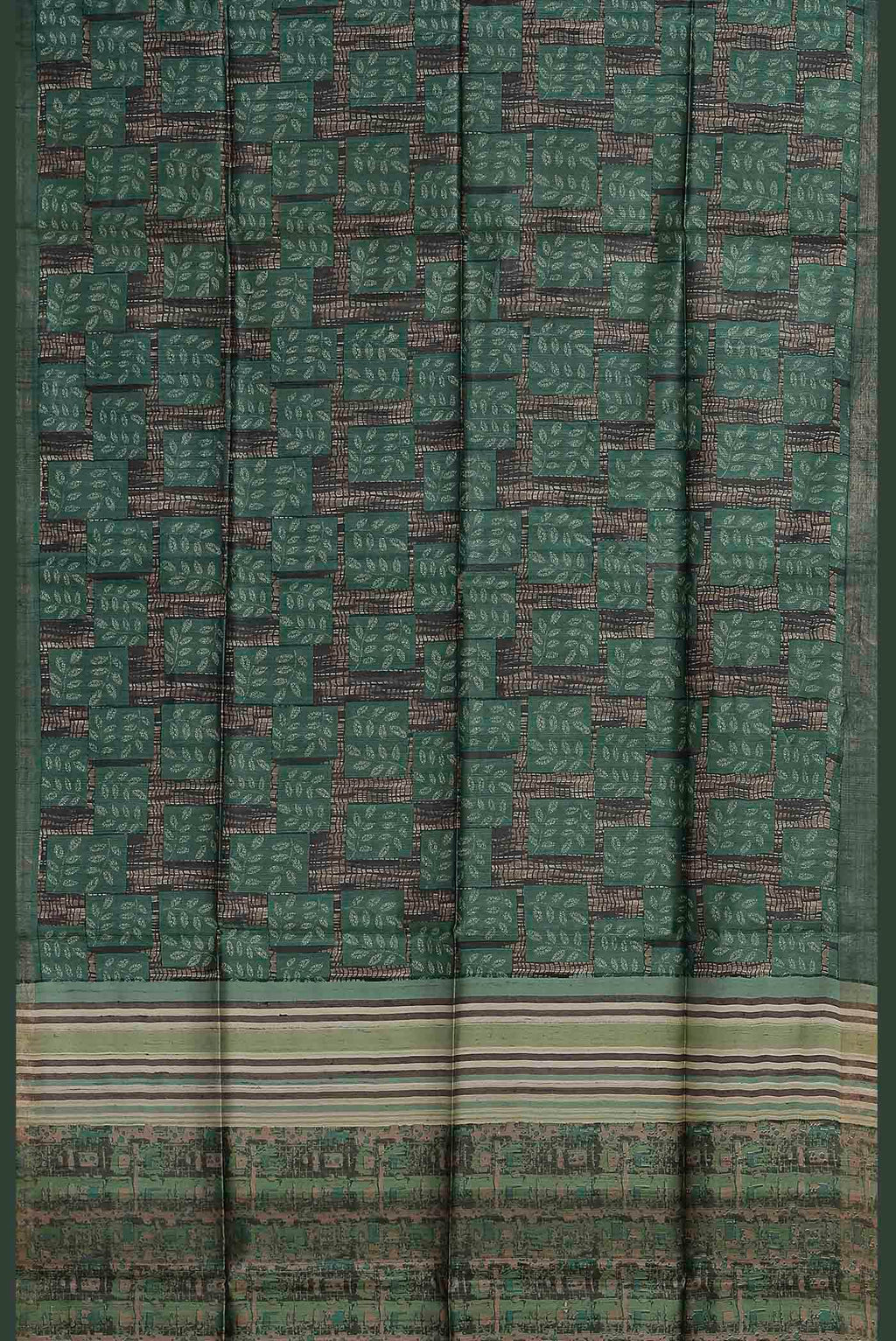 Green Bhagalpuri Tussar Silk Saree