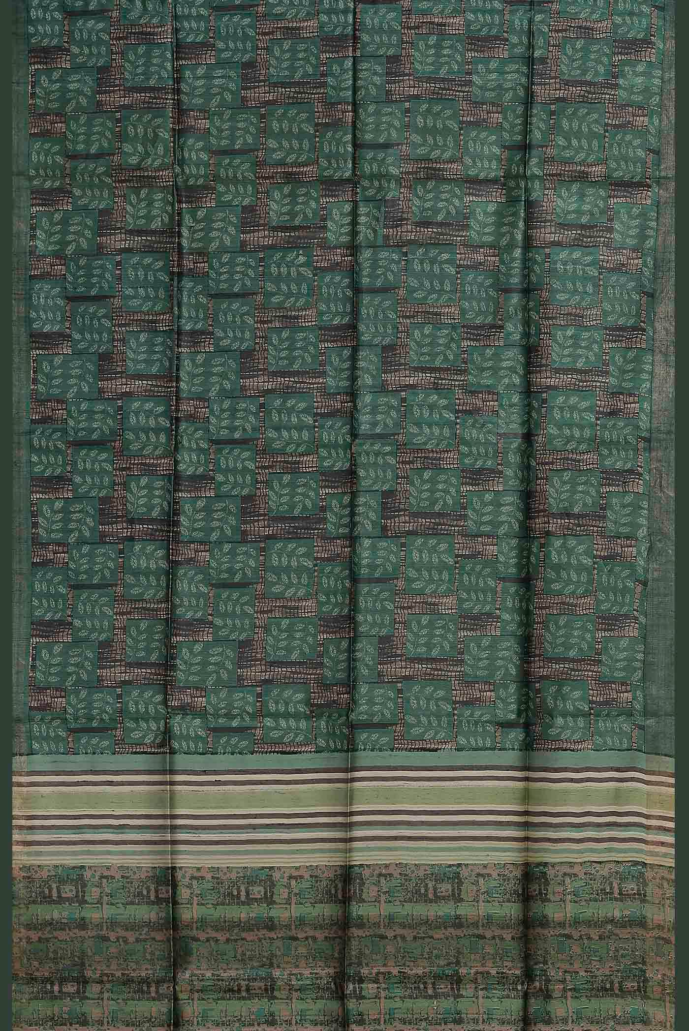 Green Bhagalpuri Tussar Silk Saree
