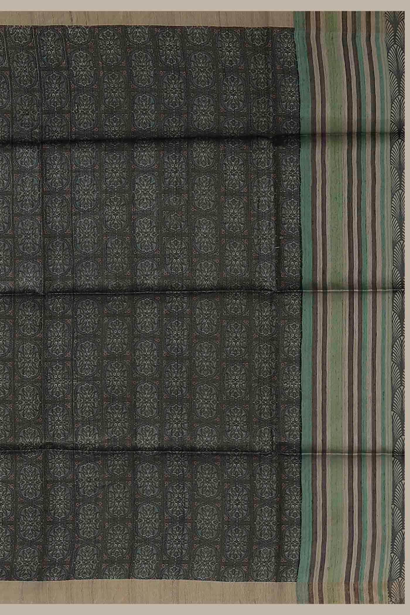 Green Bhagalpuri Tussar Silk Saree