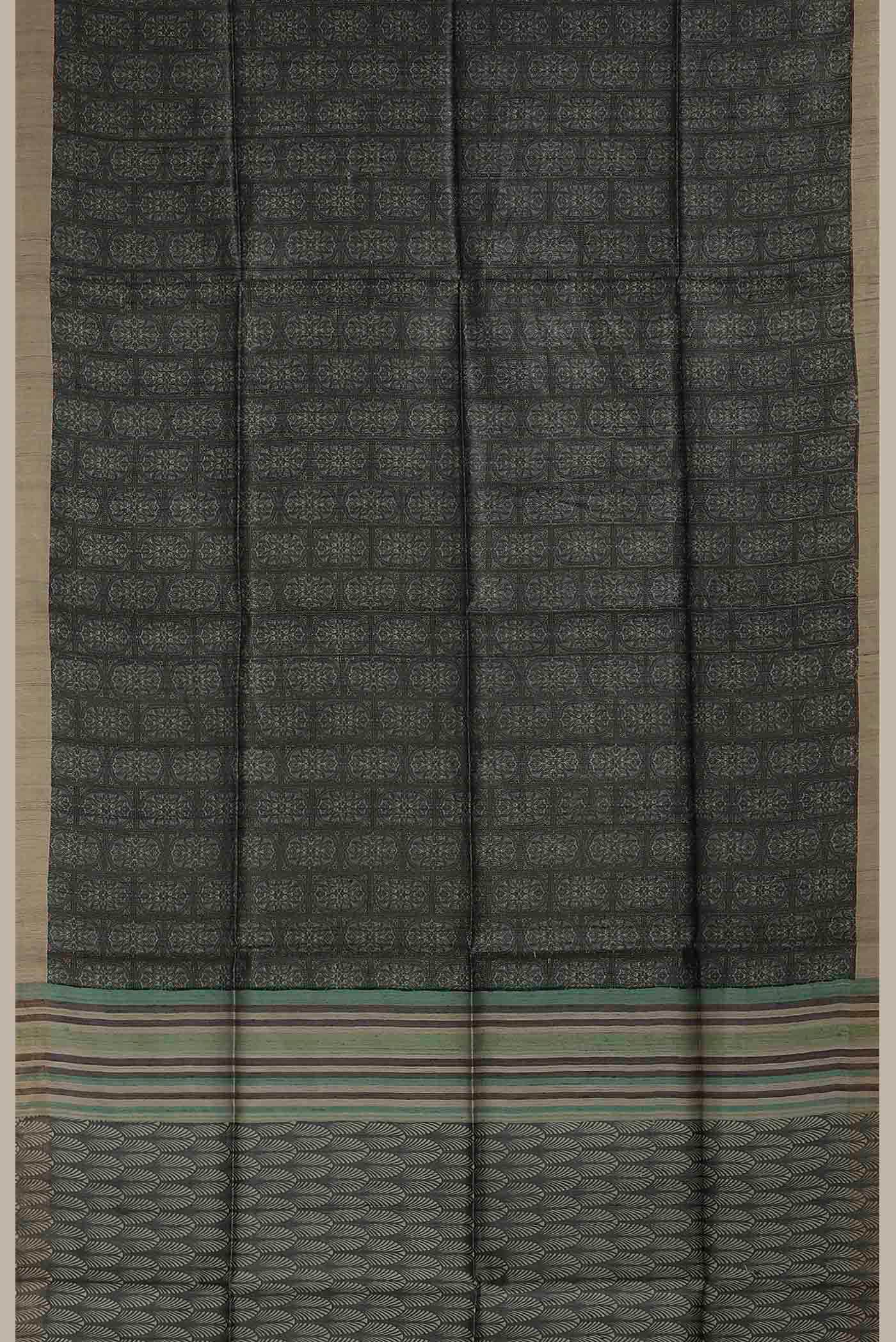 Green Bhagalpuri Tussar Silk Saree