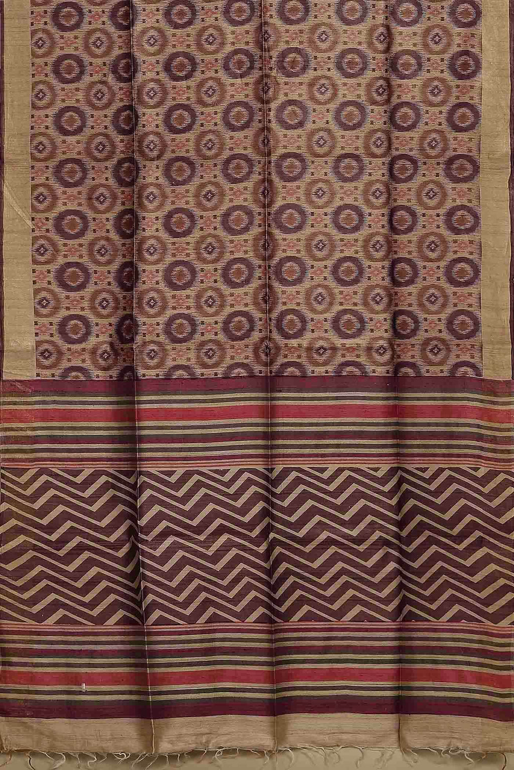 Brown Bhagalpuri Tussar Silk Saree