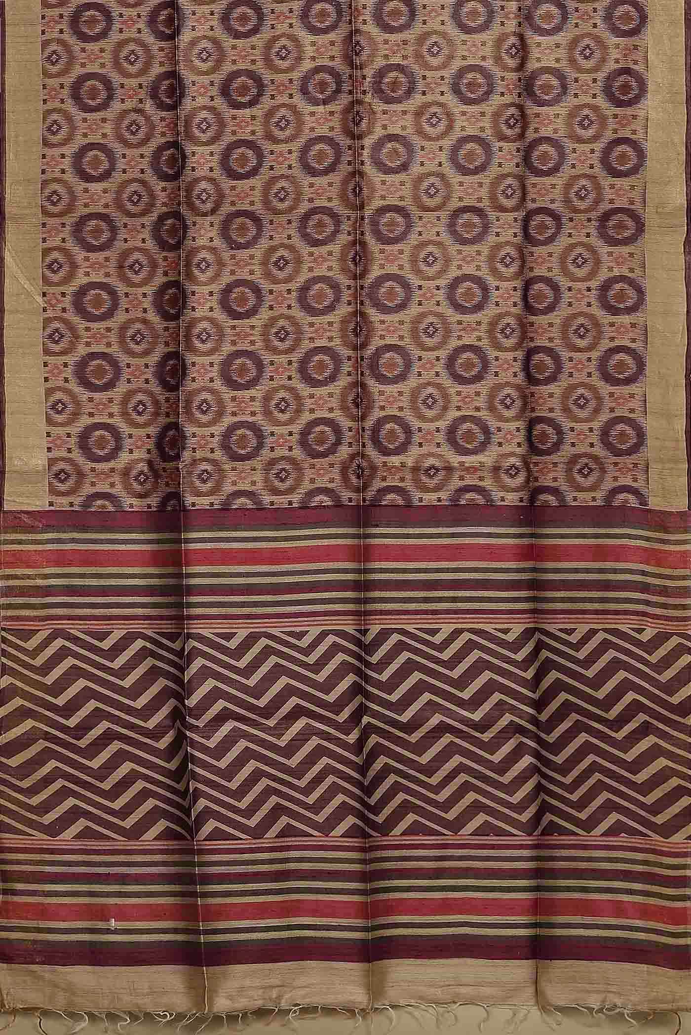 Brown Bhagalpuri Tussar Silk Saree