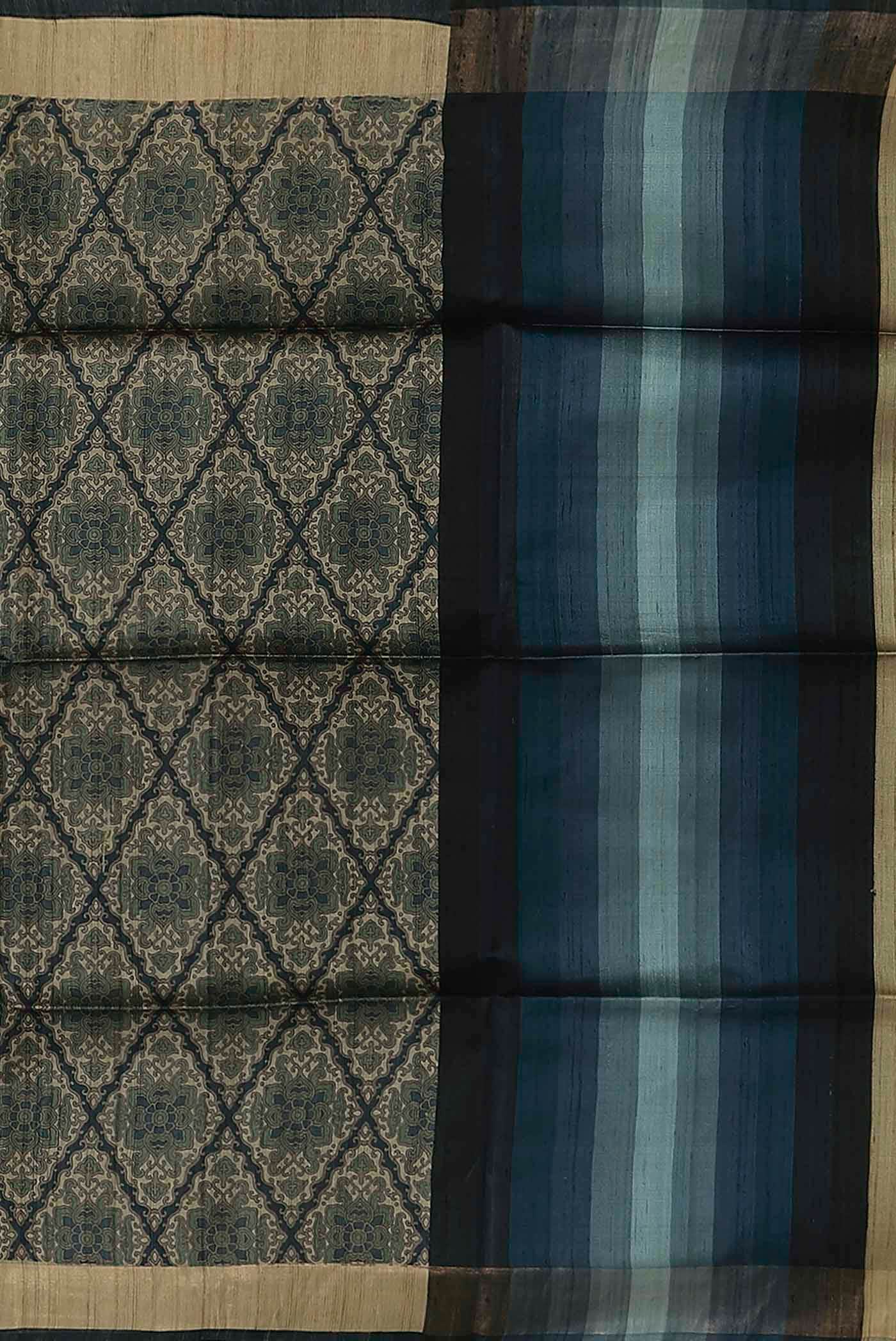 Green Bhagalpuri Tussar Silk Saree