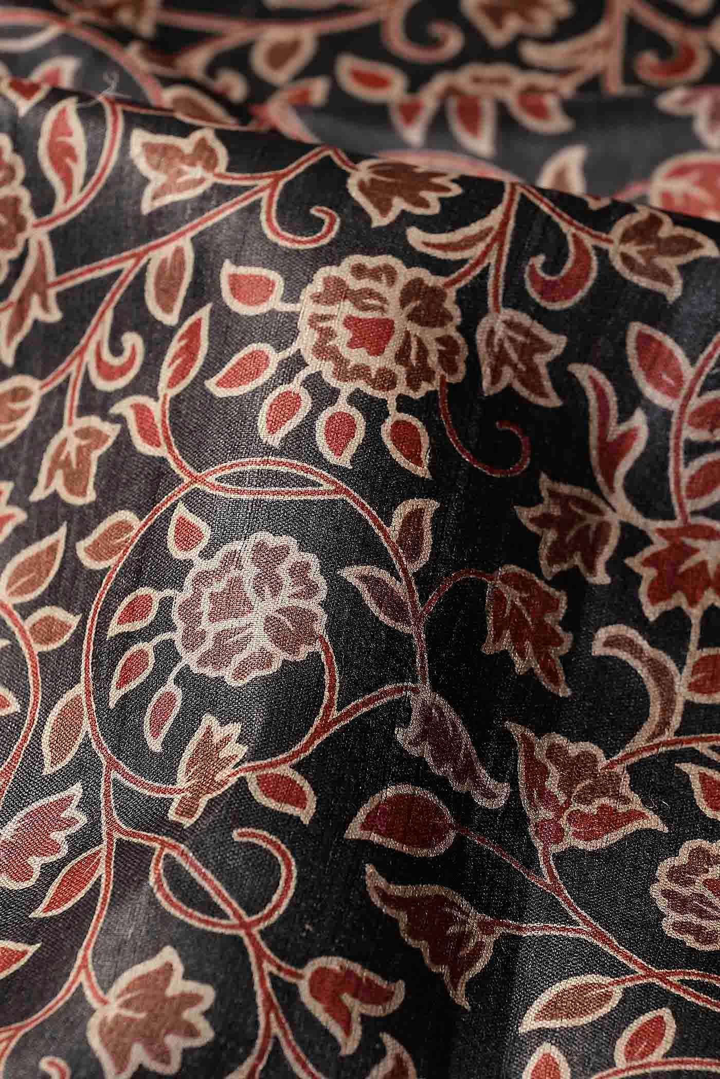 Black Bhagalpuri Tussar Silk Saree