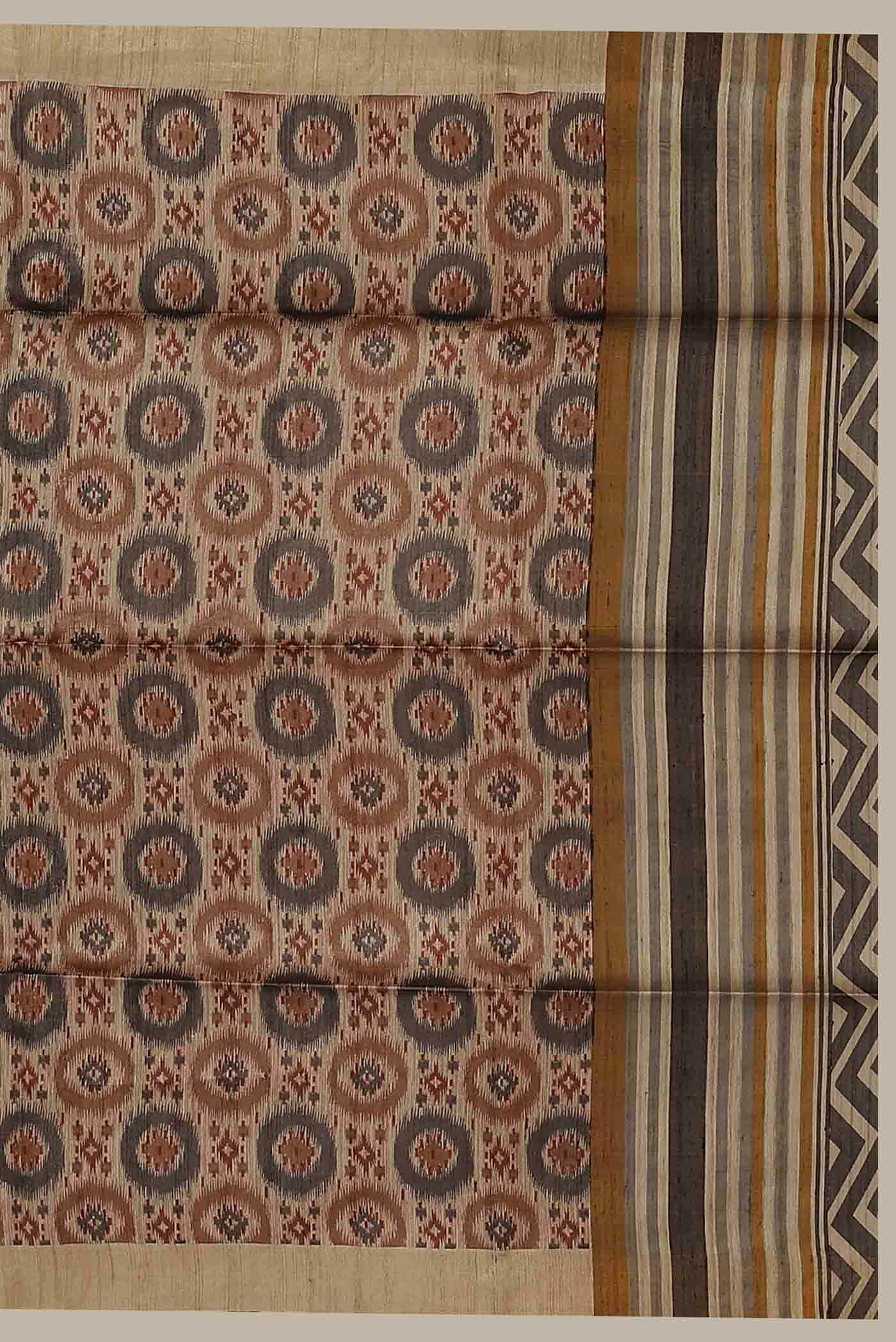 Beige Bhagalpuri Tussar Silk Saree