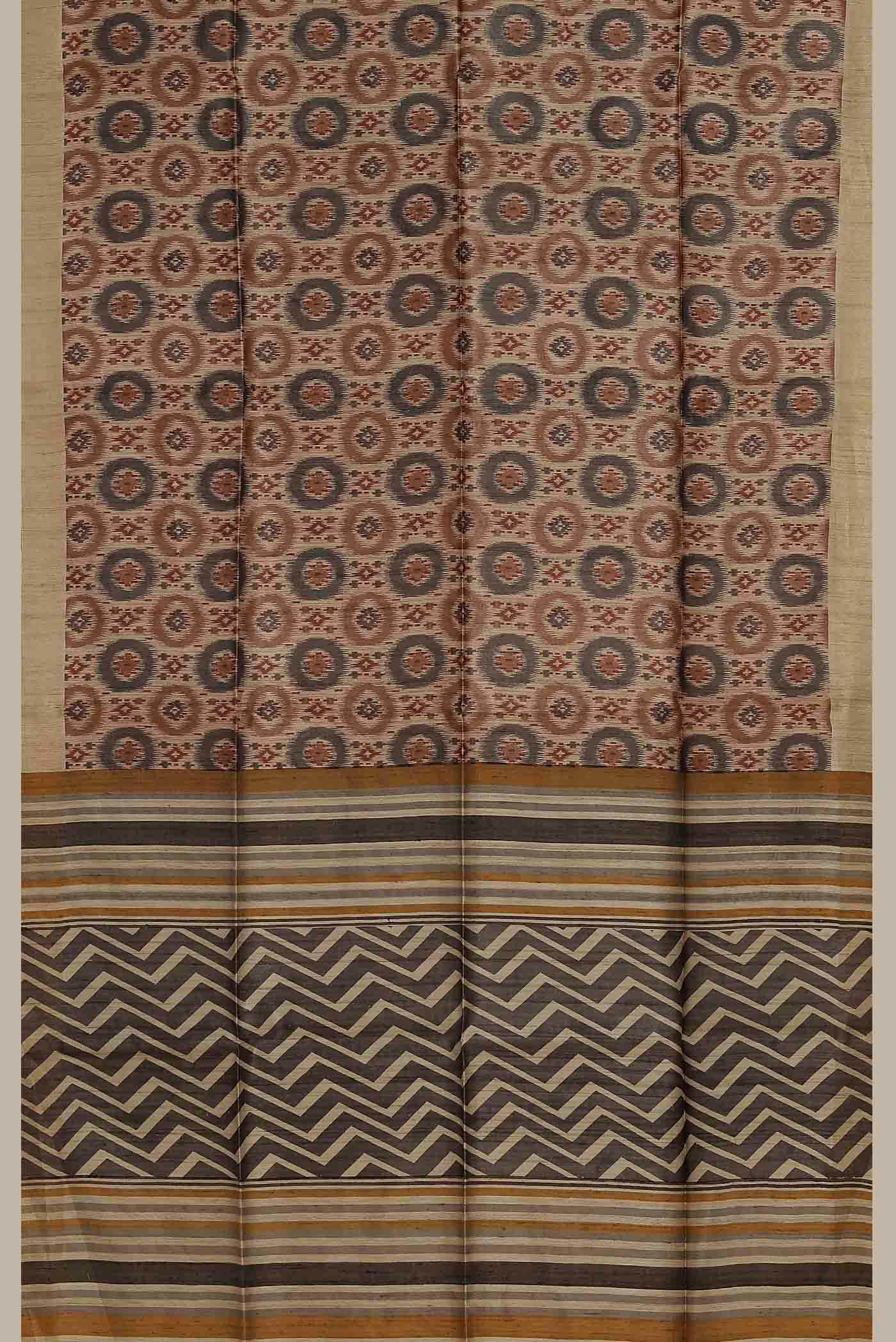 Beige Bhagalpuri Tussar Silk Saree