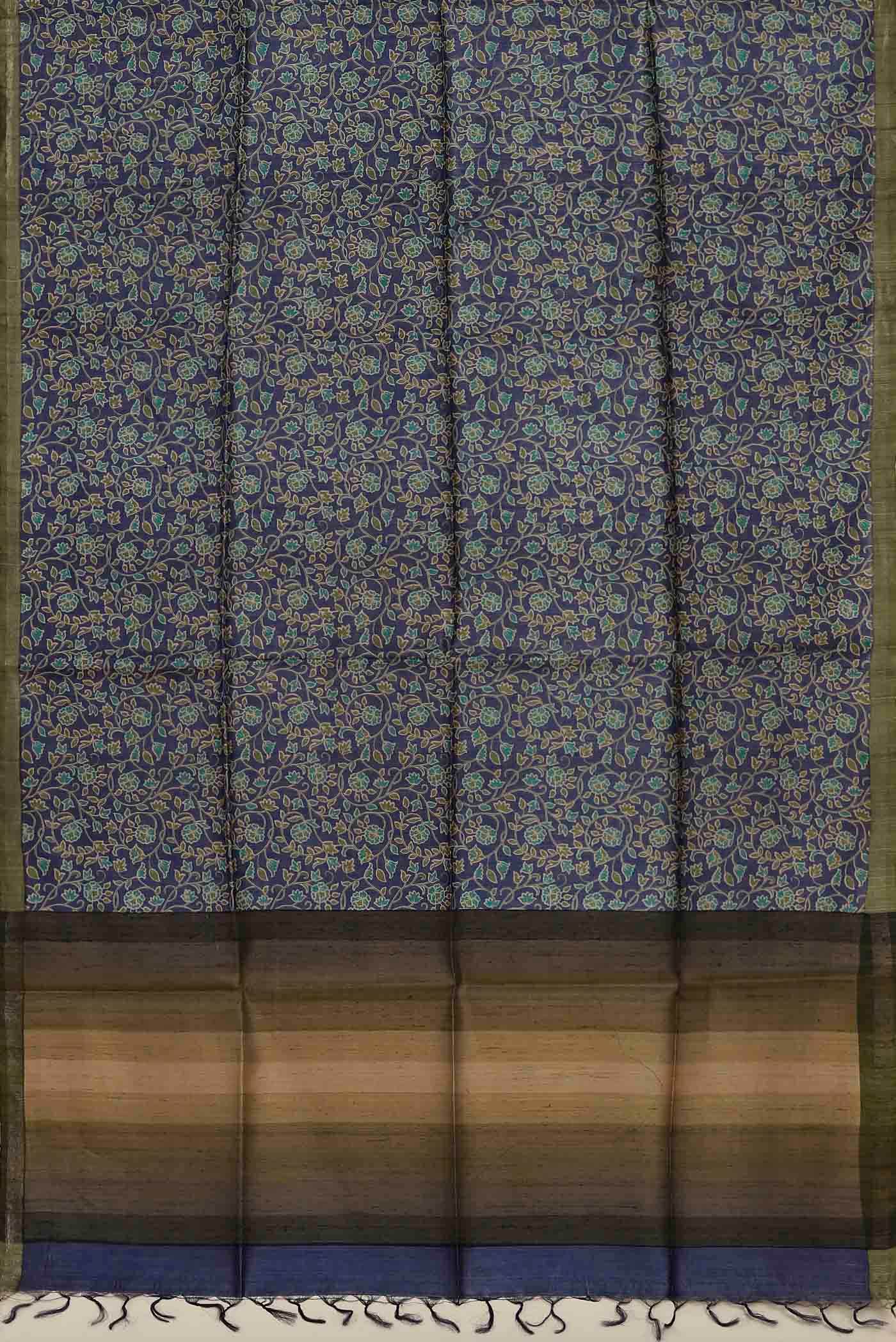 Blue Bhagalpuri Tussar Silk Saree